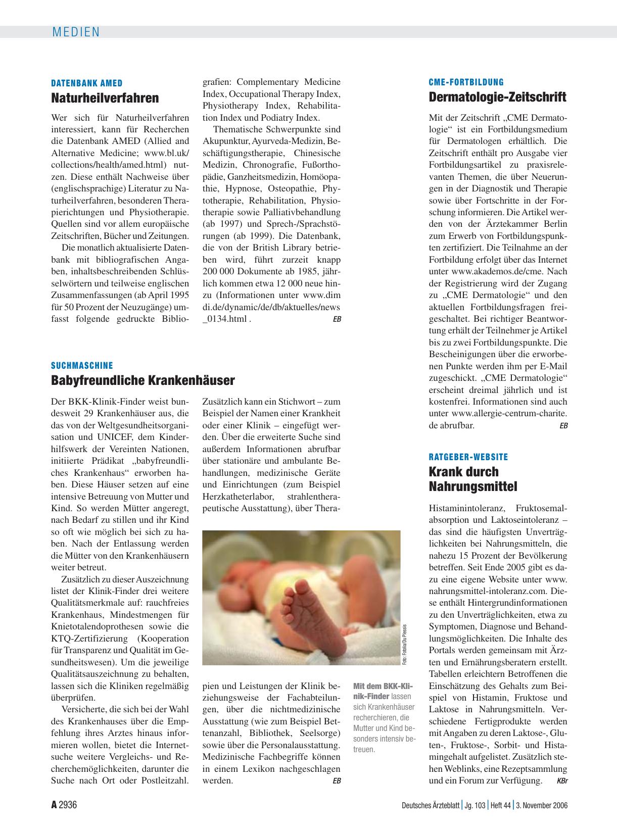 Vorschauseite 1: Suchmaschine: Babyfreundliche Krankenhäuser