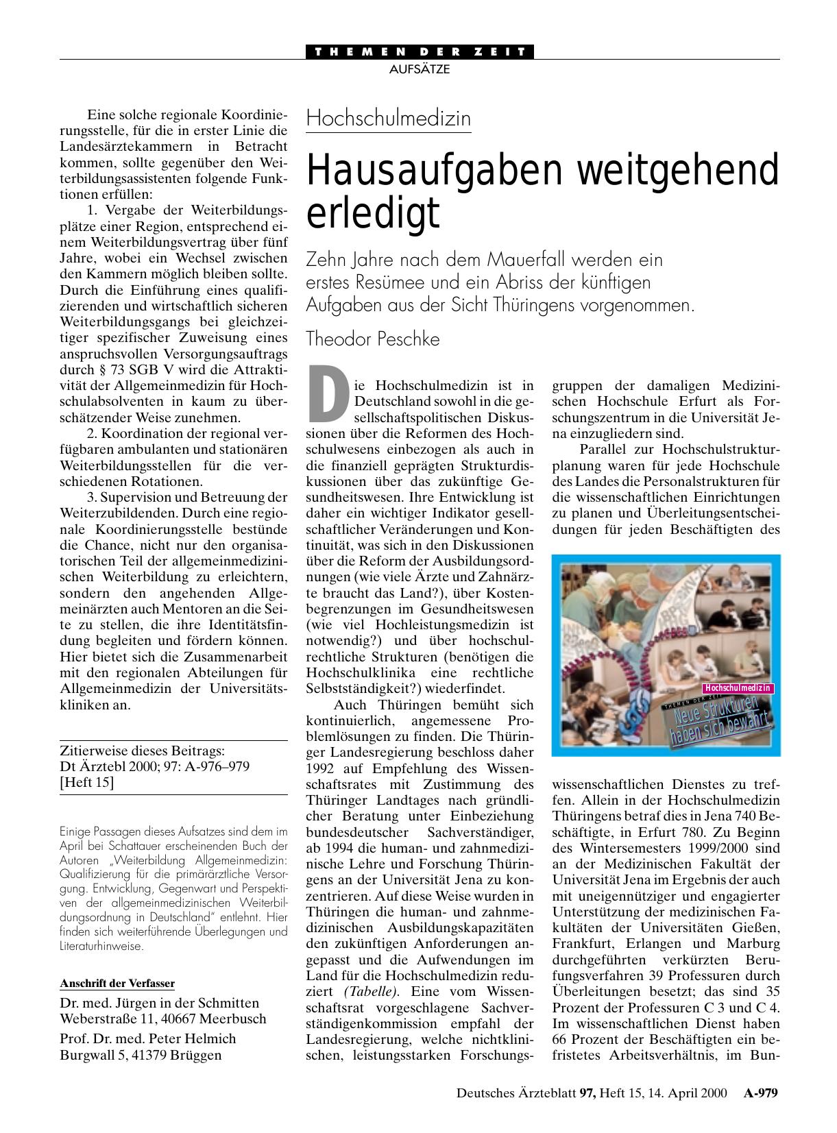 Vorschauseite 1: Hochschulmedizin: Hausaufgaben weitgehend erledigt