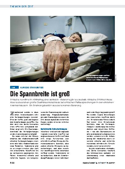 Vorschauseite 1: Klinische Ethikkomitees: Die Spannbreite ist groß