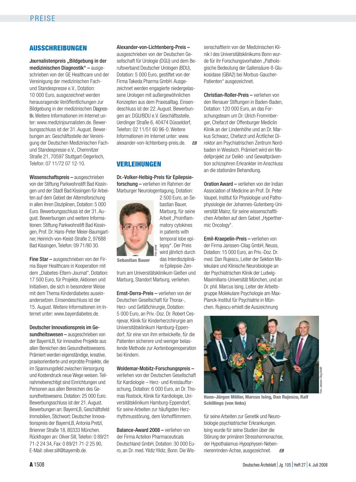 Vorschauseite 1: Verleihungen