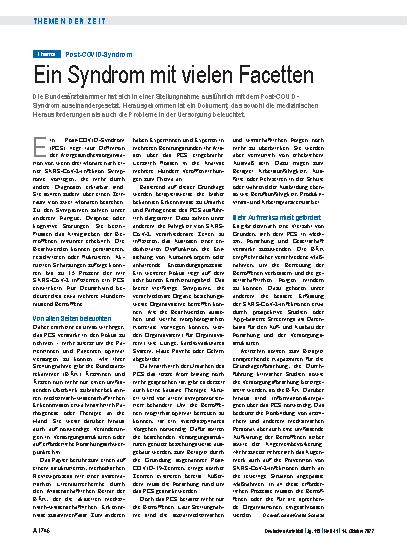 Vorschauseite 1: Post-COVID-Syndrom: Ein Syndrom mit vielen Facetten