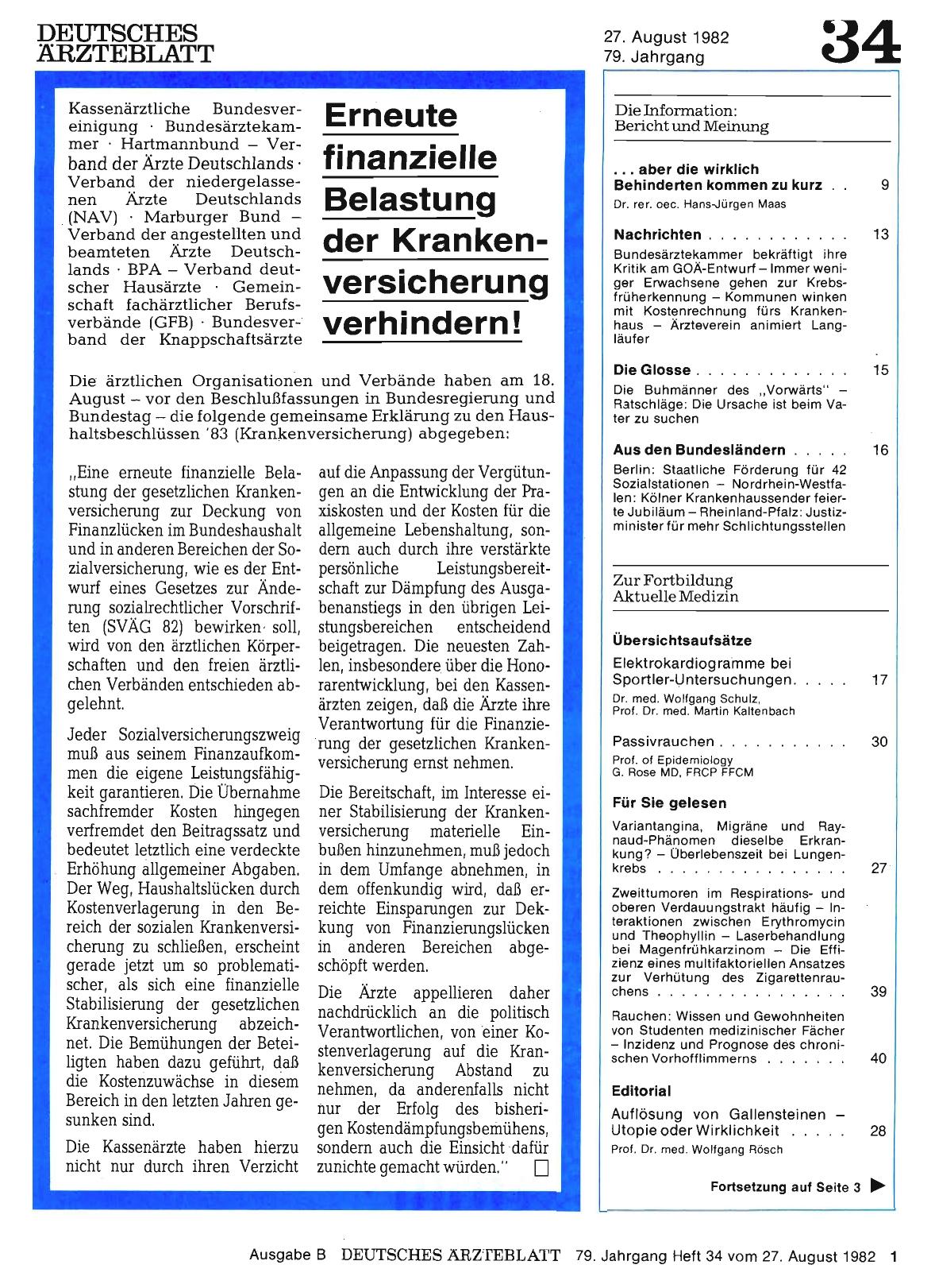 Vorschauseite 1: Erneute finanzielle Belastung der Krankenversicherung verhindern!