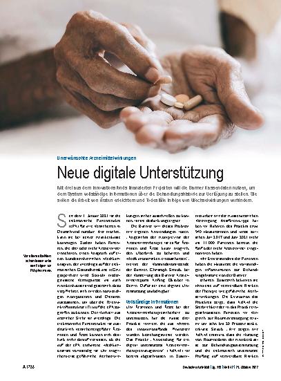 Vorschauseite 1: Unerwünschte Arzneimittelwirkungen: Neue digitale Unterstützung
