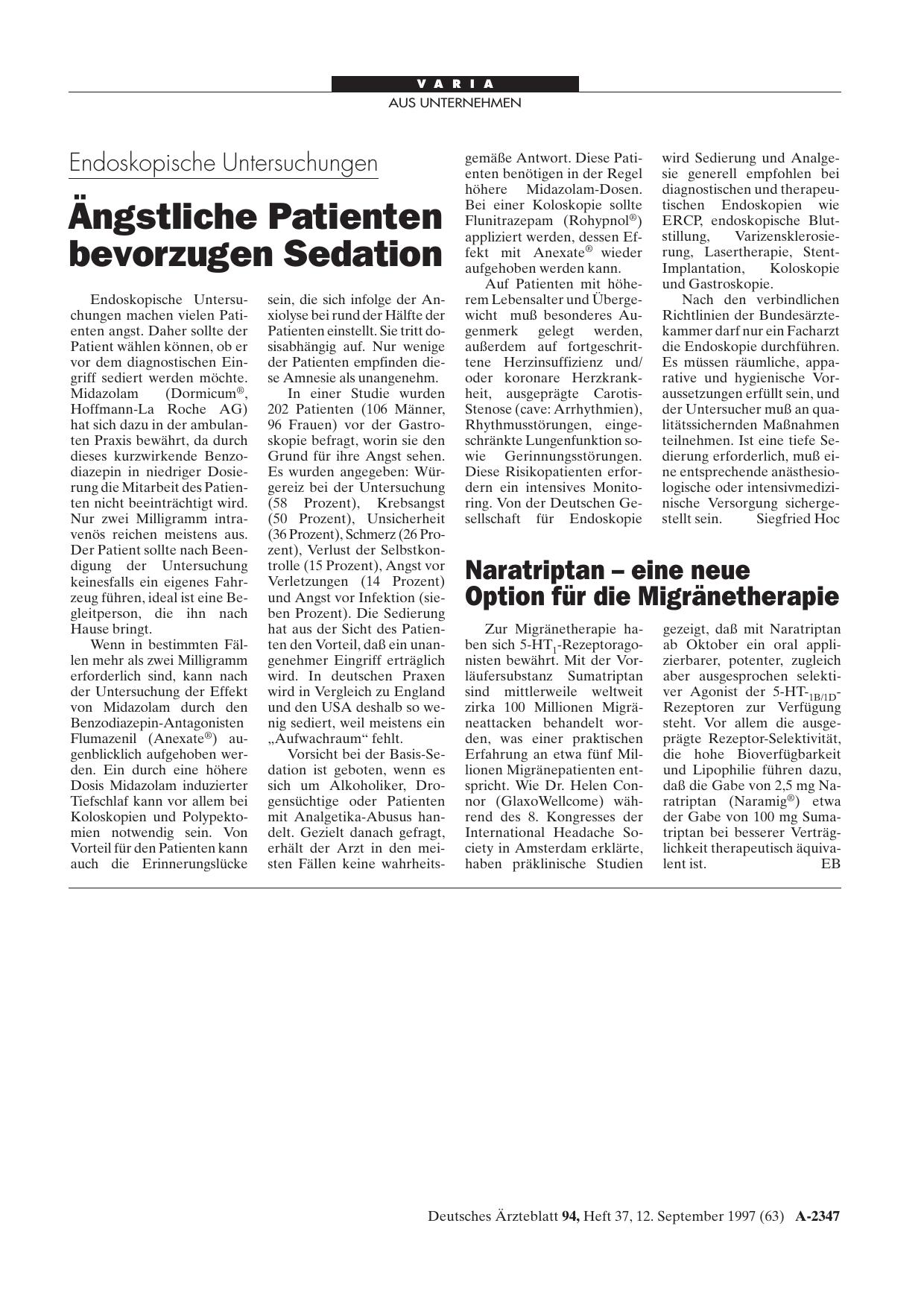 Vorschauseite 1: Naratriptan - eine neue: Option für die Migränetherapie