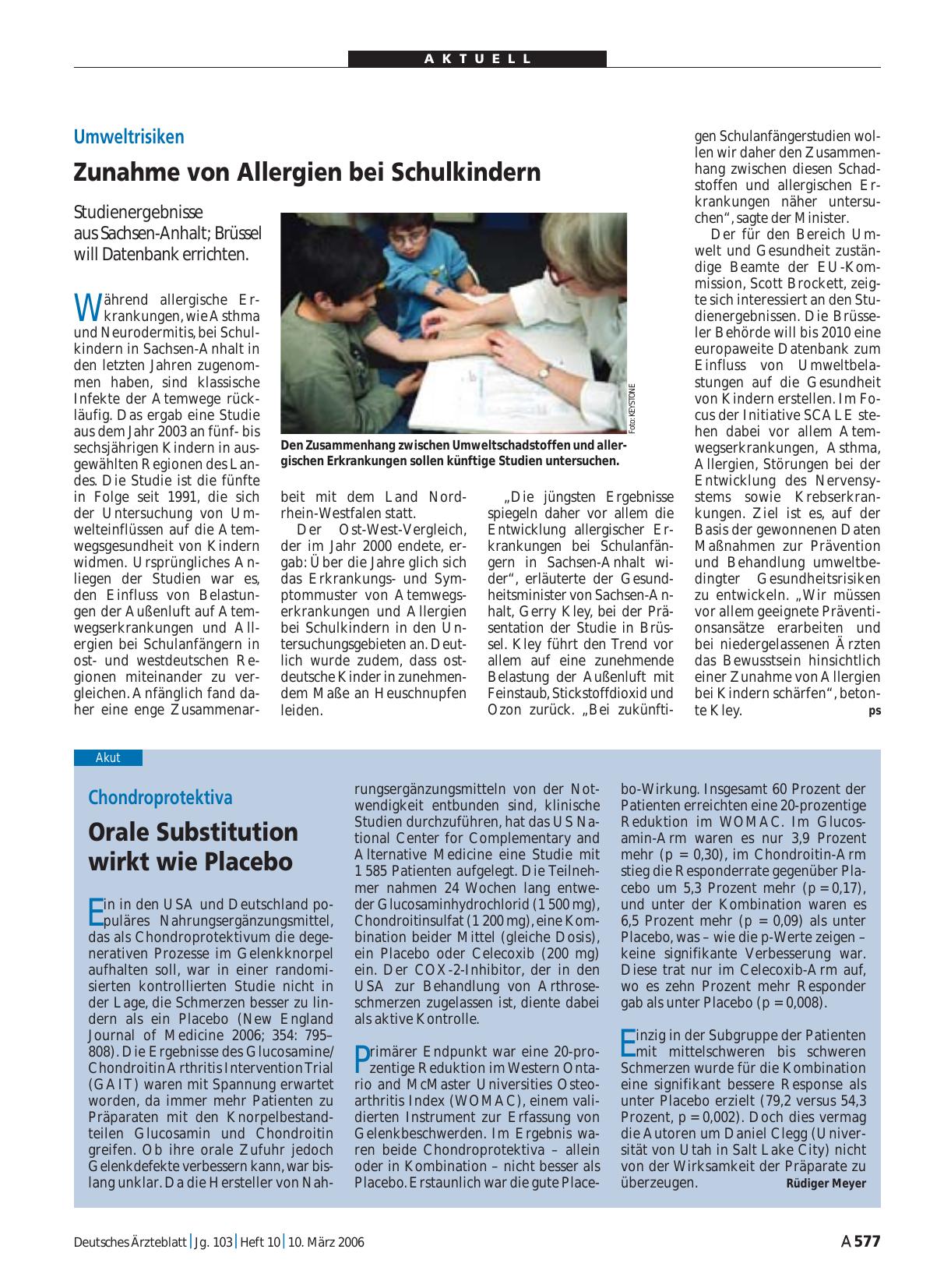 Vorschauseite 1: Umweltrisiken: Zunahme von Allergien bei Schulkindern