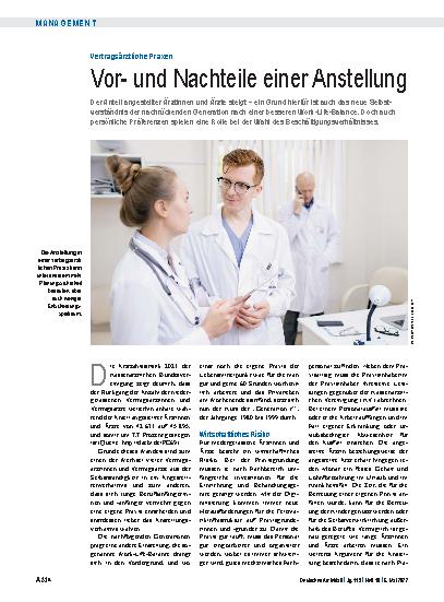 Vorschauseite 1: Vertragsärztliche Praxen: Vorund Nachteile einer Anstellung
