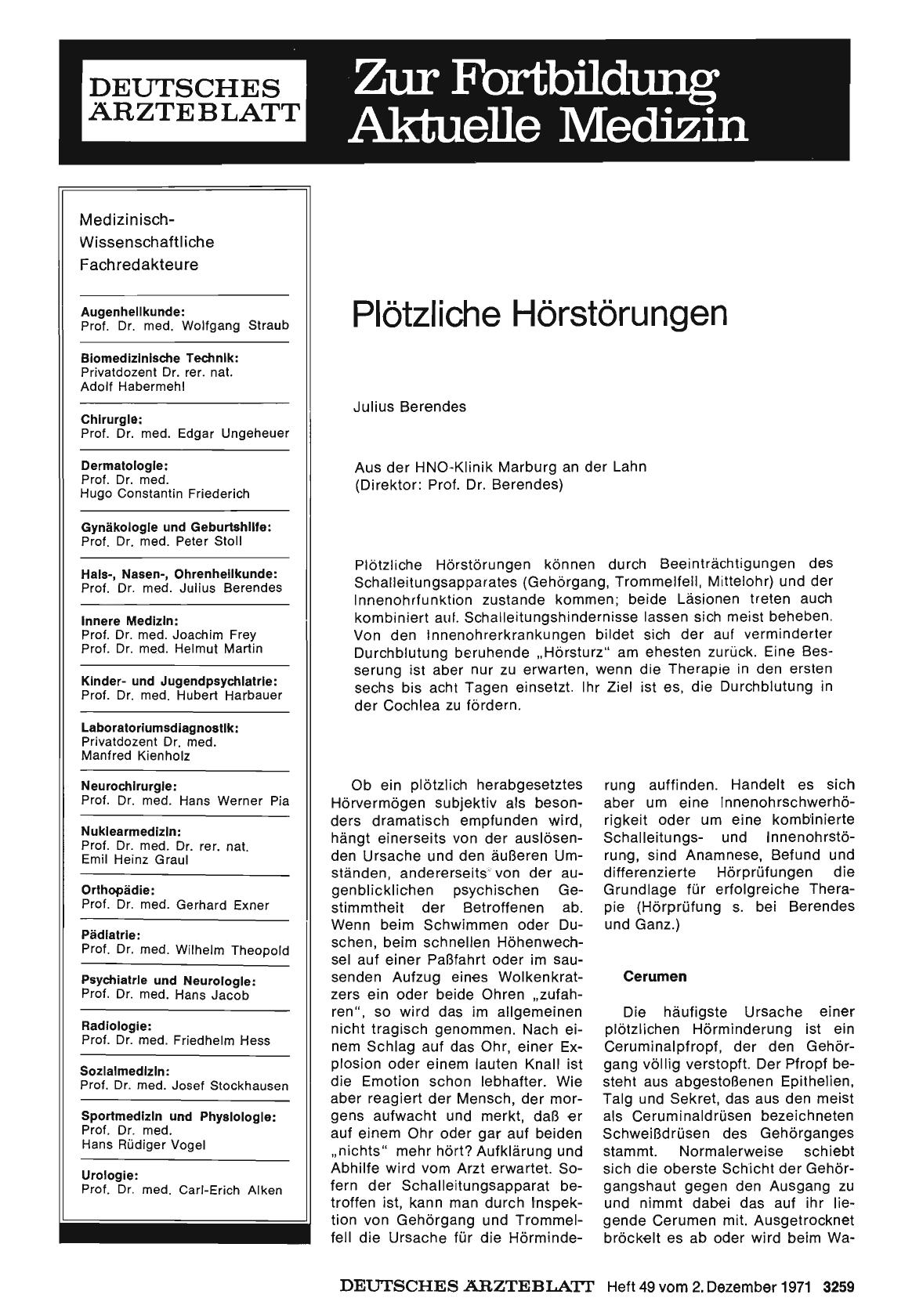 Vorschauseite 1: Plötzliche Hörstörungen