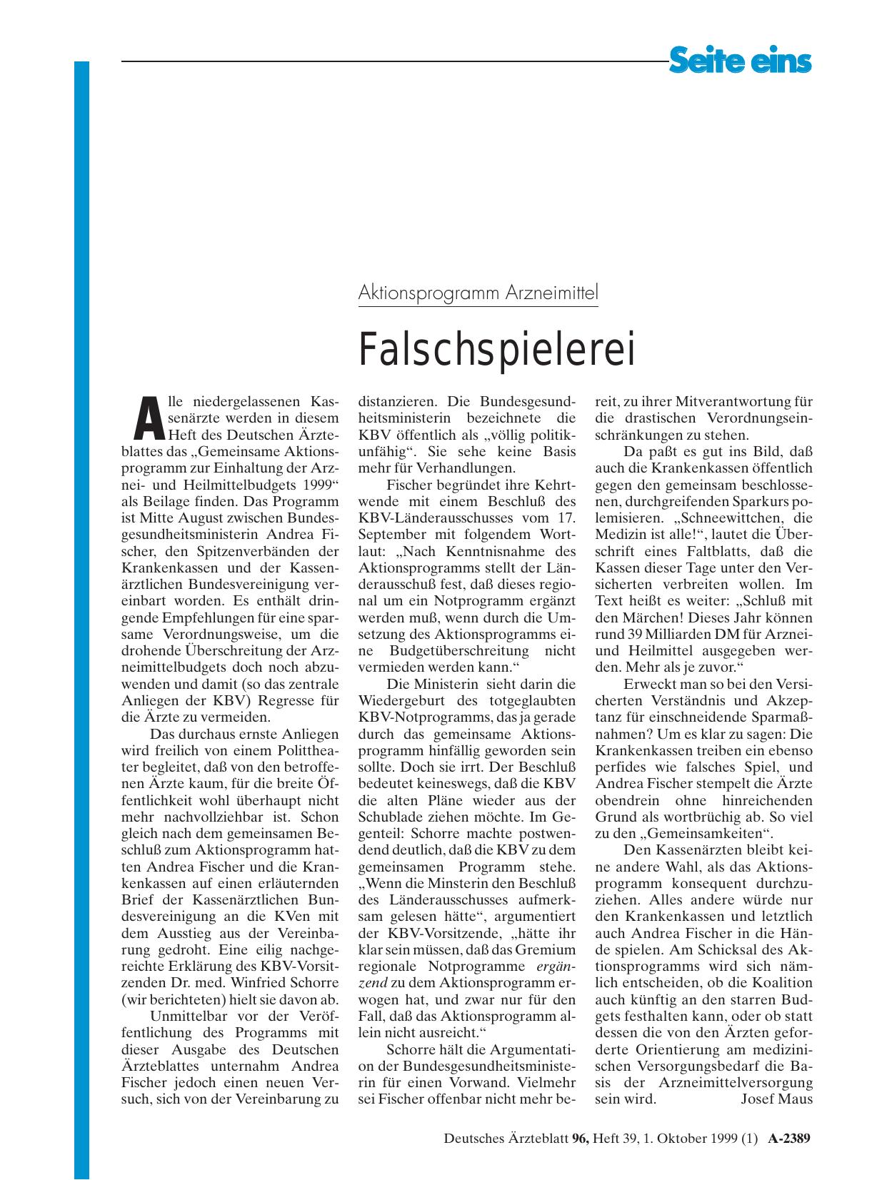 Vorschauseite 1: Aktionsprogramm Arzneimittel: Falschspielerei