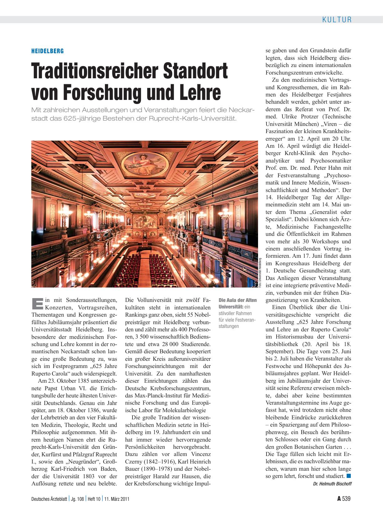 Vorschauseite 1: Heidelberg: Traditionsreicher Standort von Forschung und Lehre