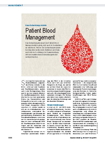 Vorschauseite 1: Neue Behandlungsmodelle: Patient Blood Management