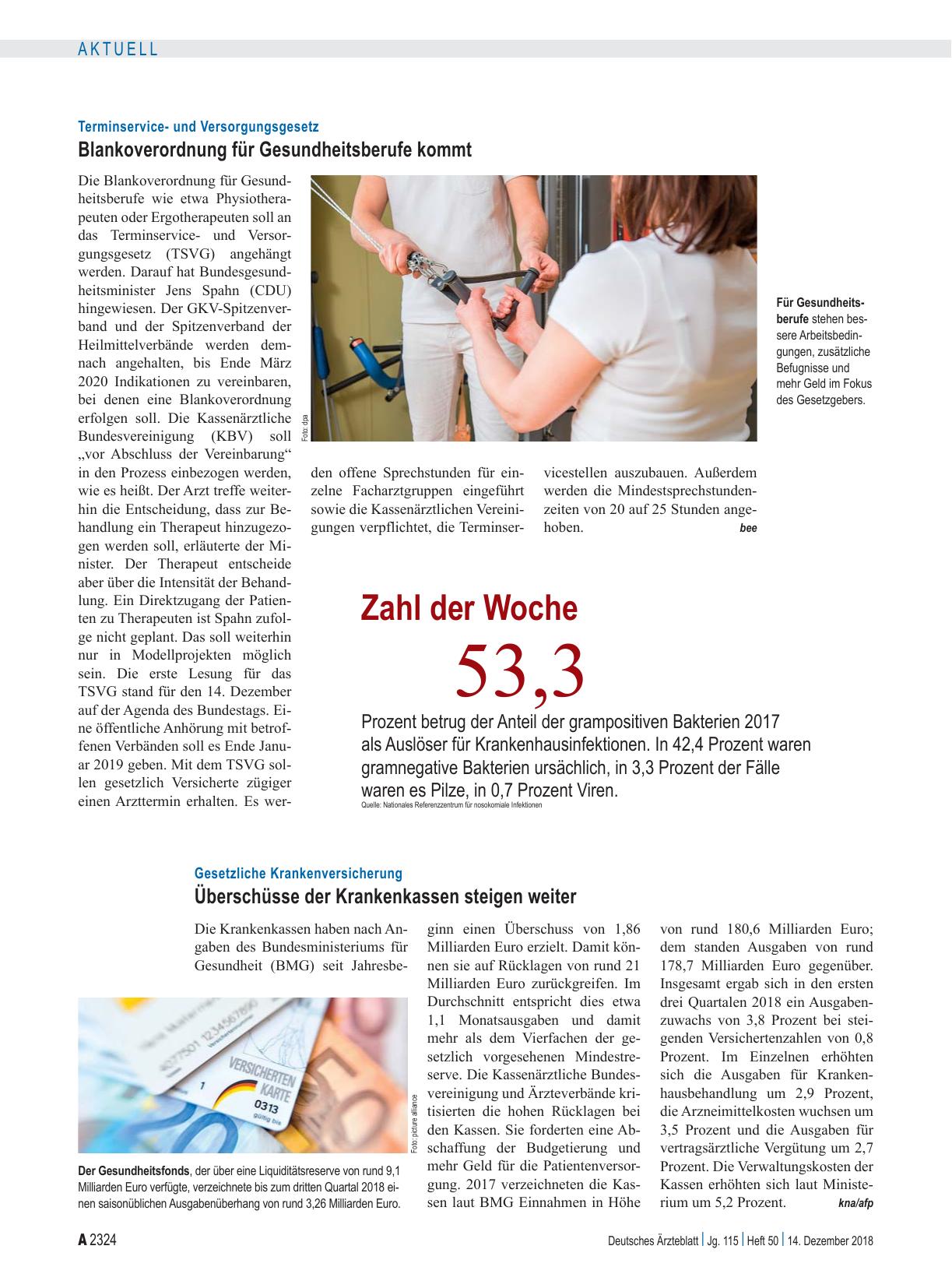 Vorschauseite 1: Terminserviceund Versorgungsgesetz: Blankoverordnung für Gesundheitsberufe kommt