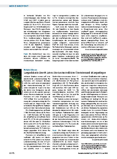 Vorschauseite 1: Multiple Sklerose: Langzeitstudie über 60 Jahre: Die durchschnittliche Überlebenszeit ist angestiegen