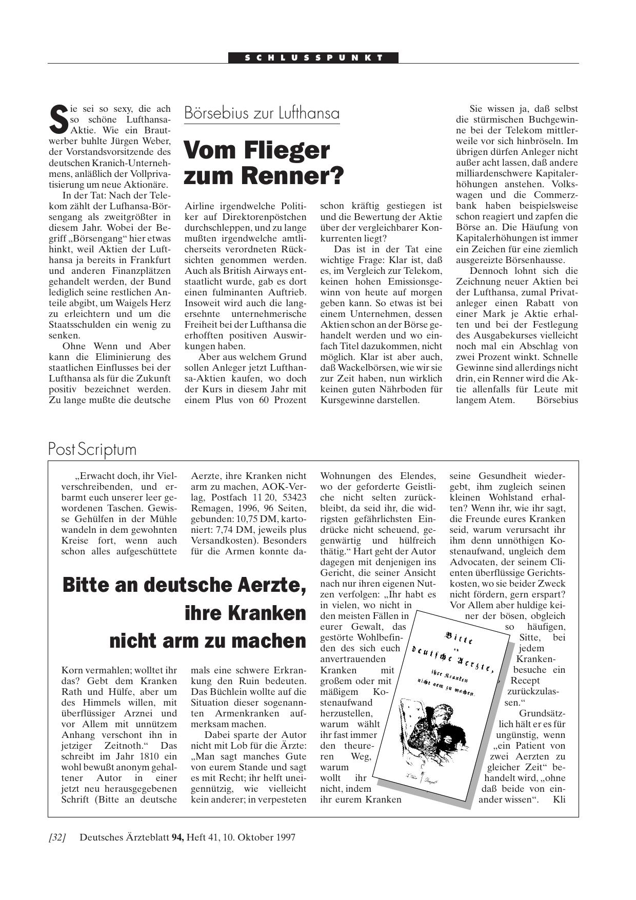 Vorschauseite 1: Börsebius zur Lufthansa: Vom Flieger zum Renner?