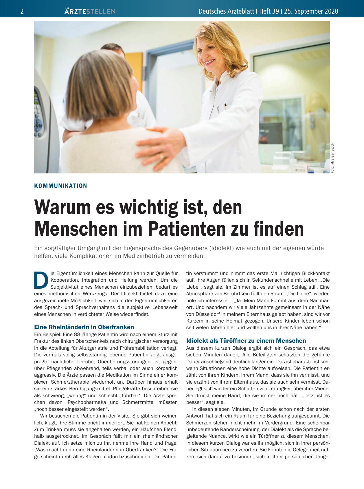 Vorschauseite 1: Kommunikation: Warum es wichtig ist, den Menschen im Patienten zu finden