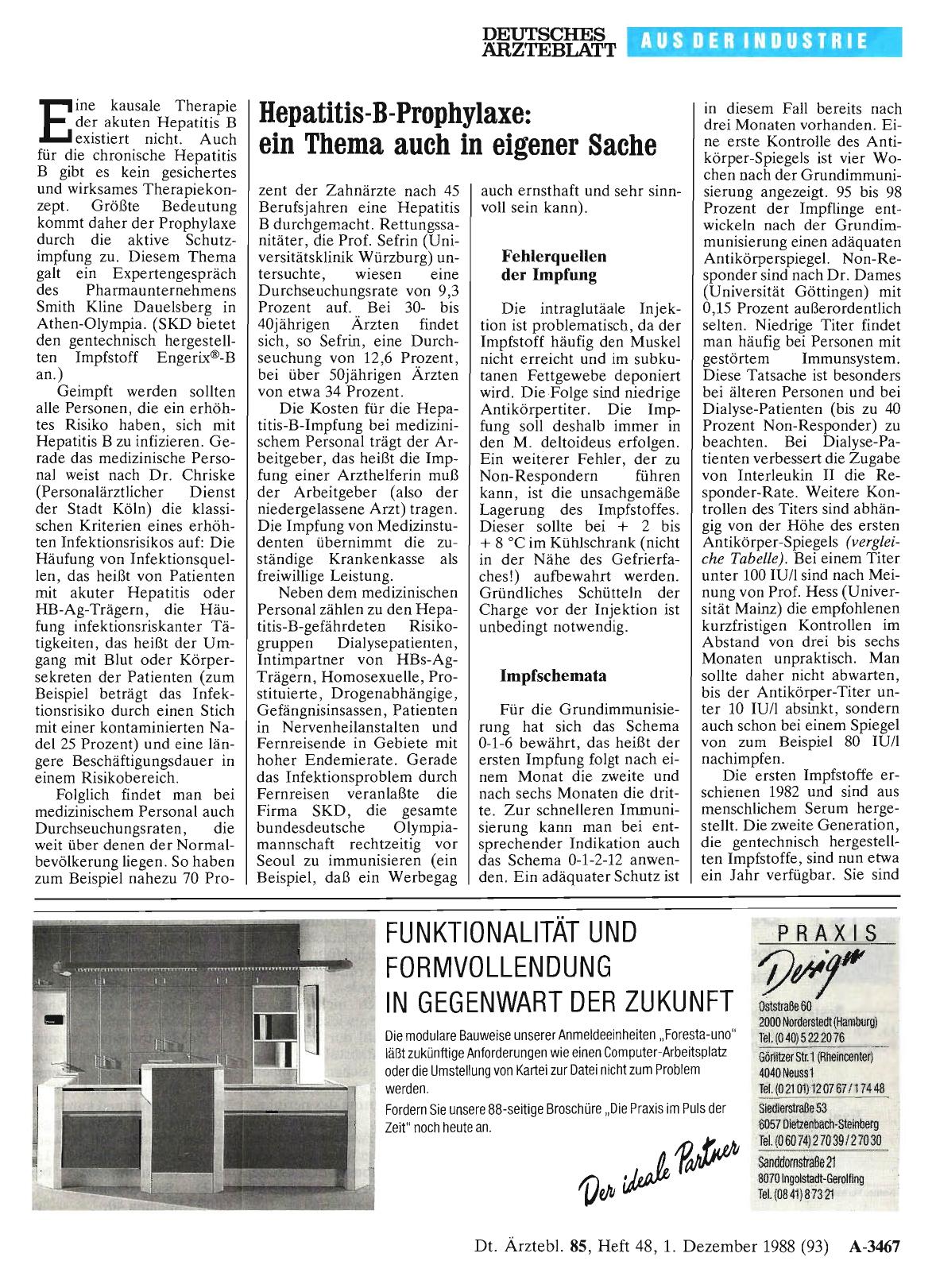 Vorschauseite 1: Hepatitis-B-Prophylaxe: ein Thema auch in eigener Sache