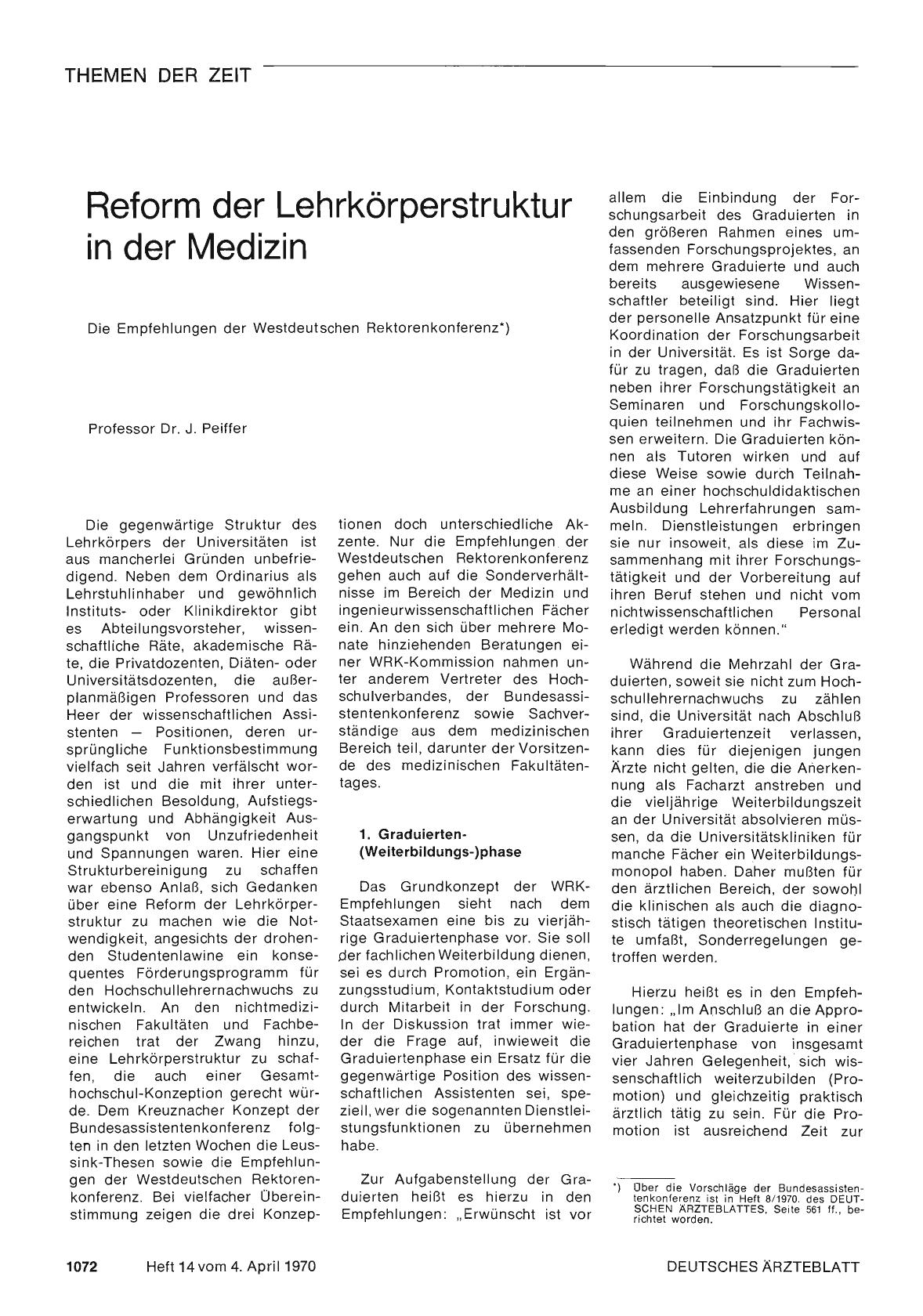 Vorschauseite 1: Reform der Lehrkörperstruktur in der Medizin