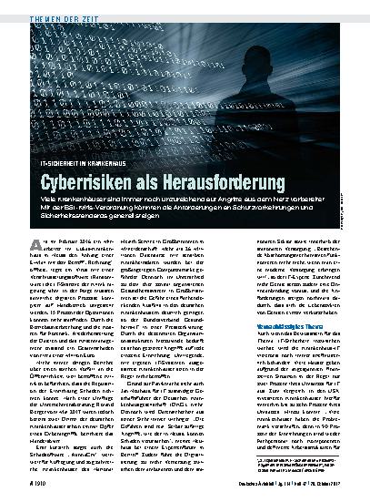 Vorschauseite 1: IT-Sicherheit im Krankenhaus: Cyberrisiken als Herausforderung