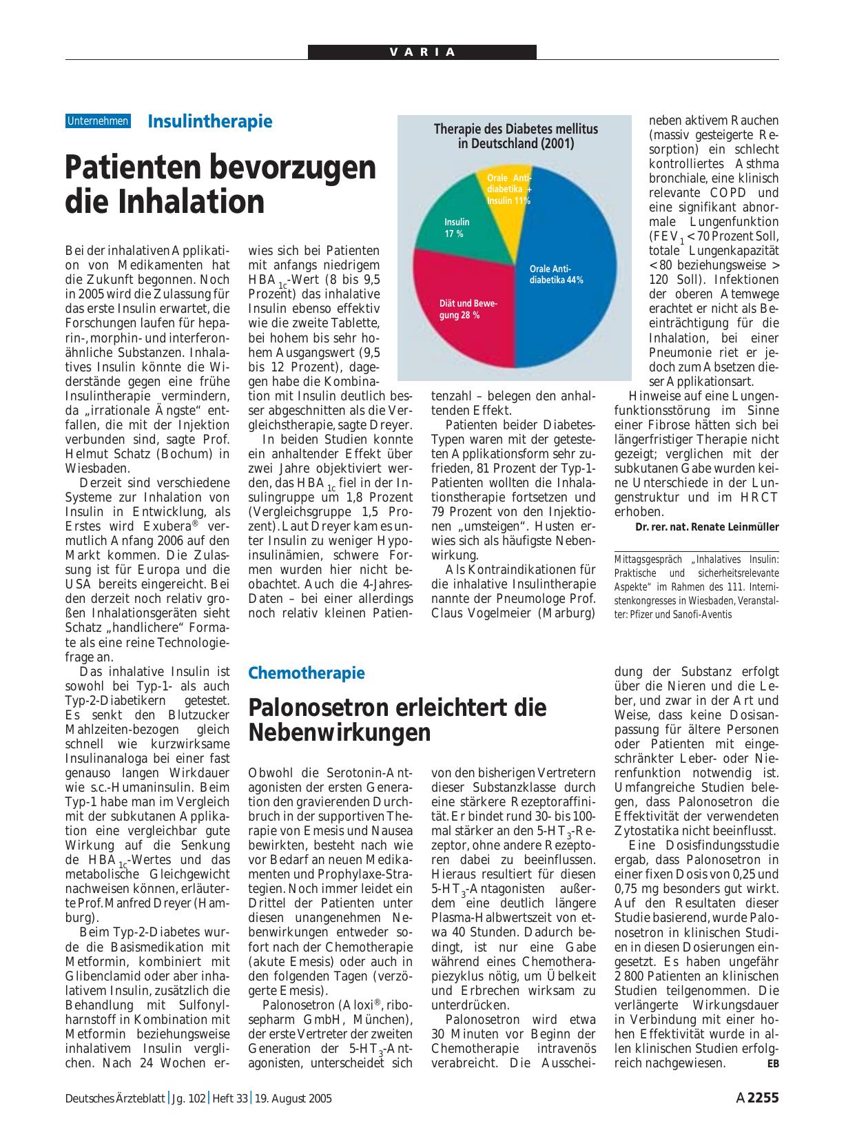 Vorschauseite 1: Insulintherapie: Patienten bevorzugen die Inhalation