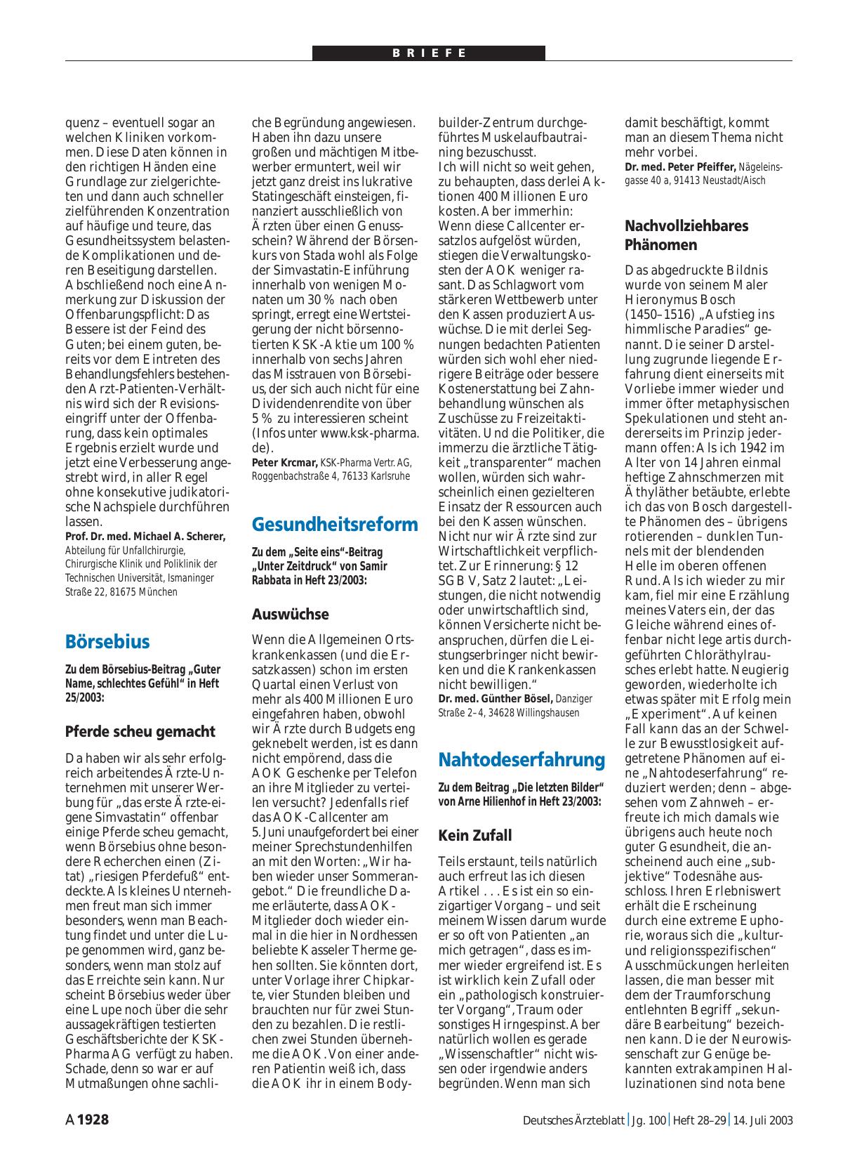 Vorschauseite 1: Gesundheitsreform: Auswüchse
