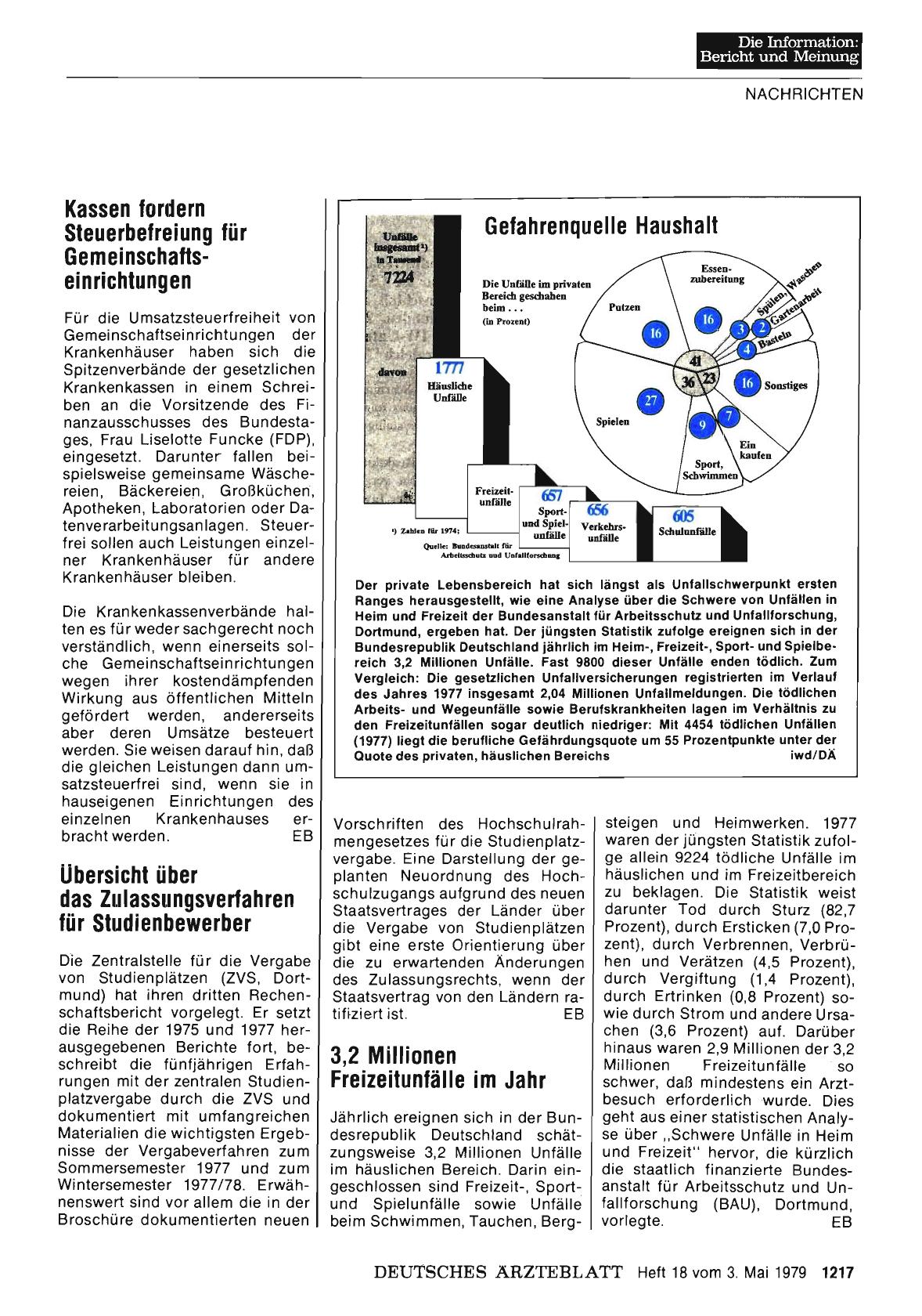Vorschauseite 1: 3, 2 Millionen Freizeitunfälle im Jahr