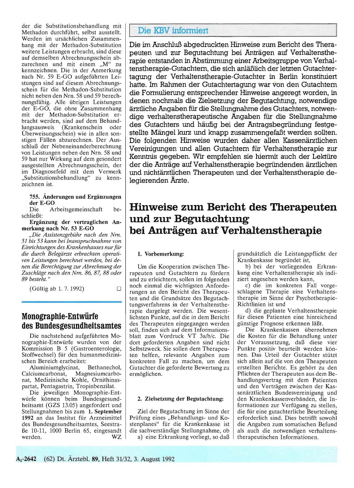 Vorschauseite 1: Monographie-Entwürfe des Bundesgesundheitsamtes
