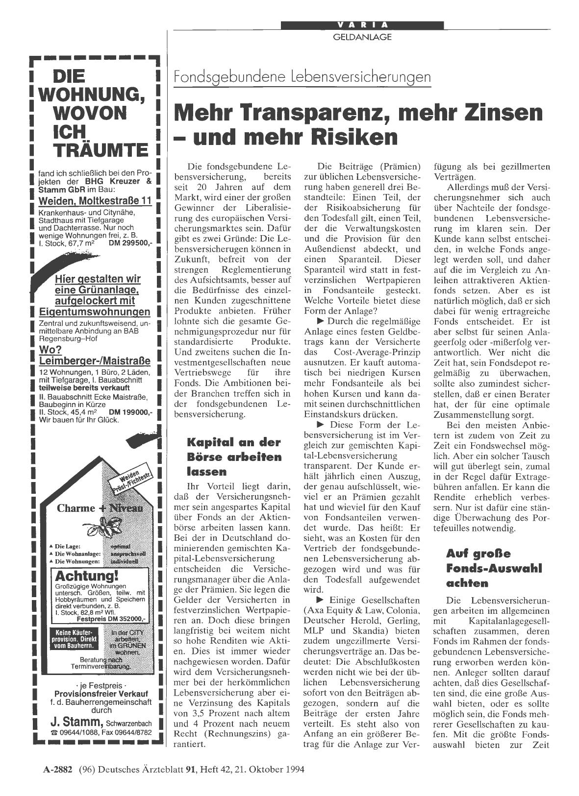 Vorschauseite 1: Fondsgebundene Lebensversicherungen Mehr Transparenz, mehr Zinsen - und mehr Risiken