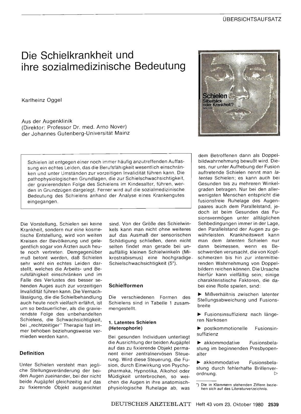 Vorschauseite 1: Die Schielkrankheit und ihre Sozialmedizinische Bedeutung