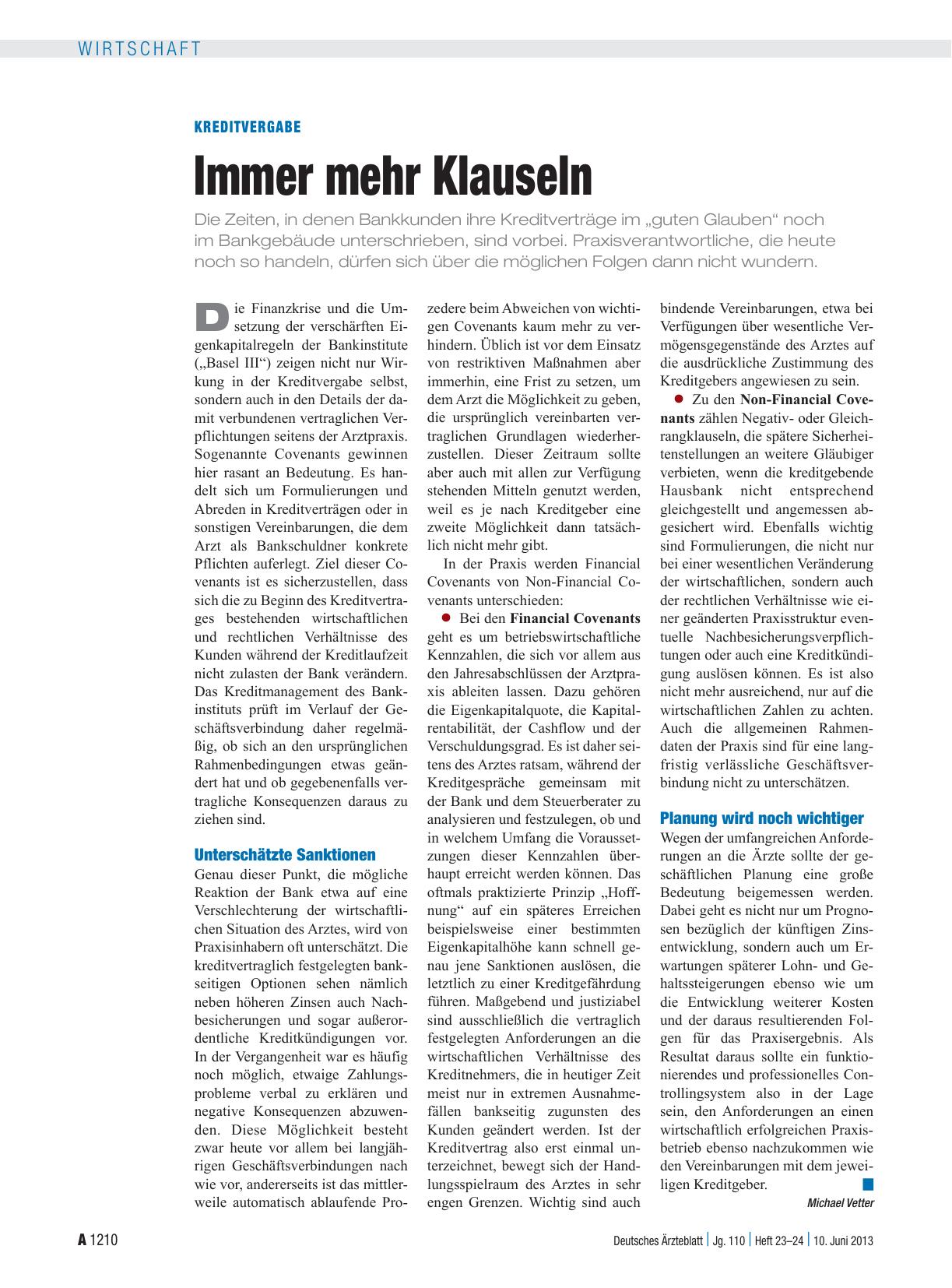 Vorschauseite 1: Kreditvergabe: Immer mehr Klauseln