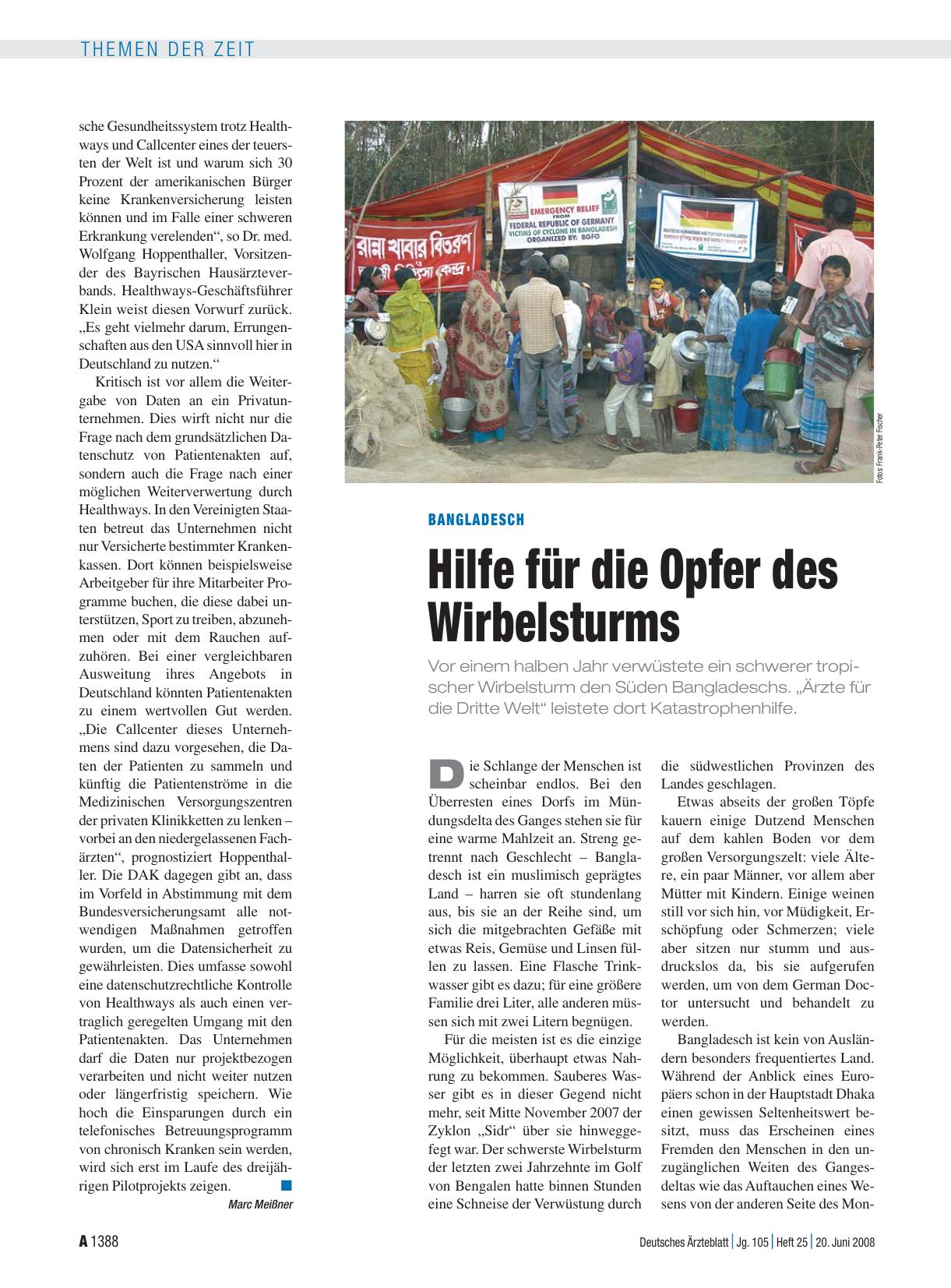 Vorschauseite 1: Bangladesch: Hilfe für die Opfer des Wirbelsturms