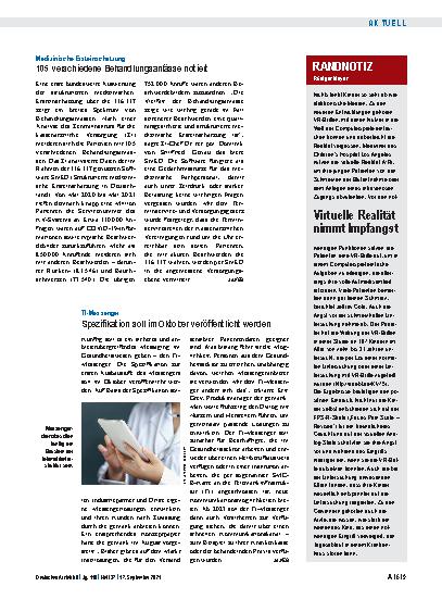 Vorschauseite 1: Medizinische Ersteinschätzung: 105 verschiedene Behandlungsanlässe notiert