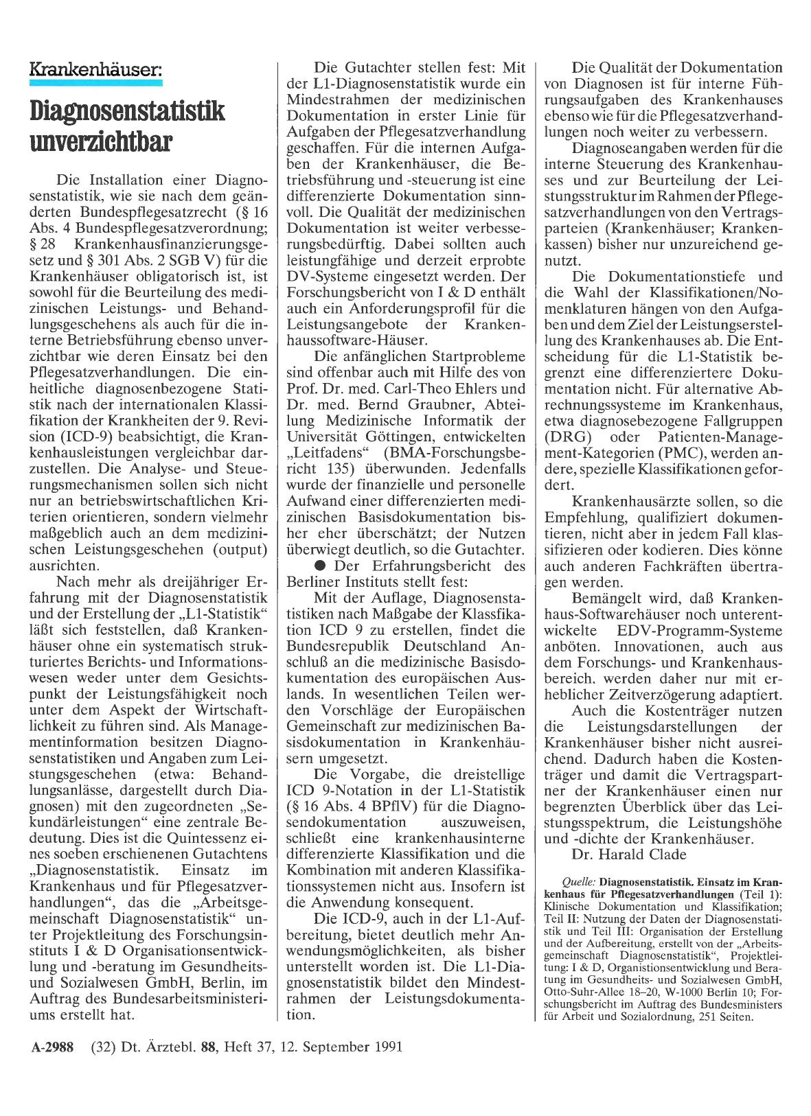 Vorschauseite 1: Krankenhäuser: Diagnosenstatistik unverzichtbar