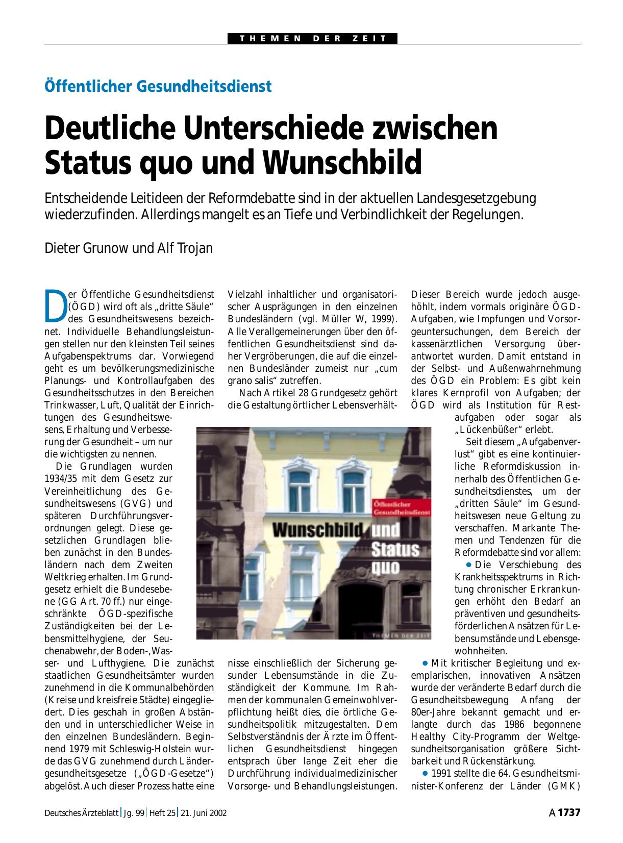 Vorschauseite 1: Öffentlicher Gesundheitsdienst: Deutliche Unterschiede zwischen Status quo und Wunschbild