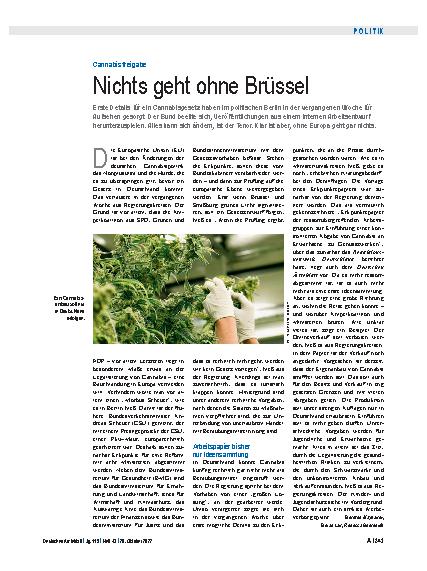 Vorschauseite 1: Cannabisfreigabe: Nichts geht ohne Brüssel
