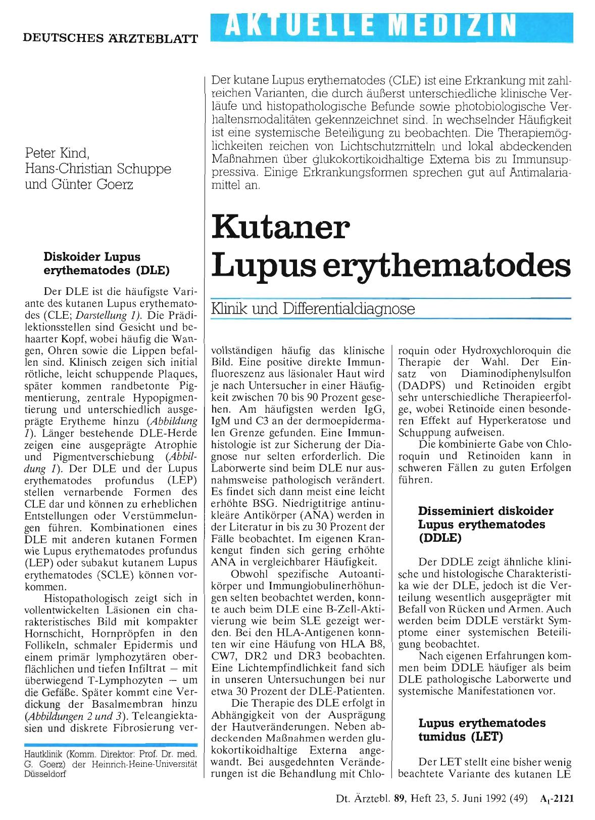 Vorschauseite 1: Kutaner Lupus erythematodes: Klinik und Differentialdiagnose