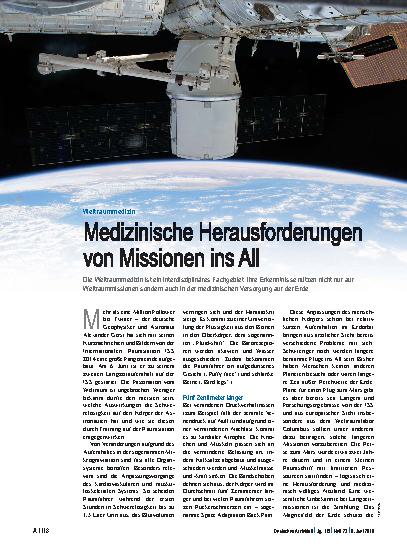 Vorschauseite 1: Weltraummedizin: Medizinische Herausforderungen von Missionen ins All