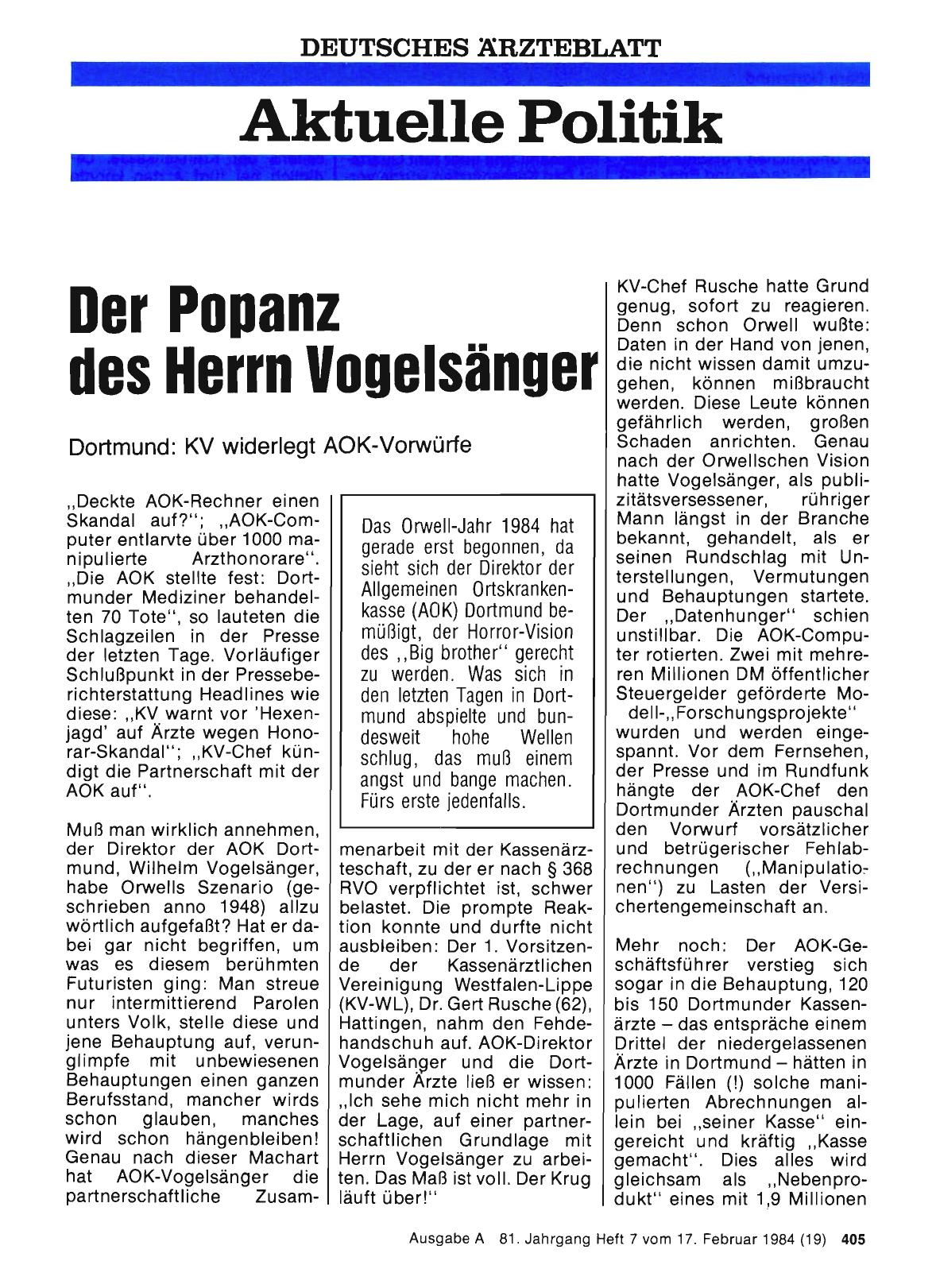 Vorschauseite 1: Der Popanz des Herrn Vogelsänger