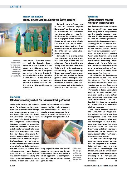 Vorschauseite 1: Medizin vor Ökonomie: Klinik-Kodex soll Rückhalt für Ärzte werden