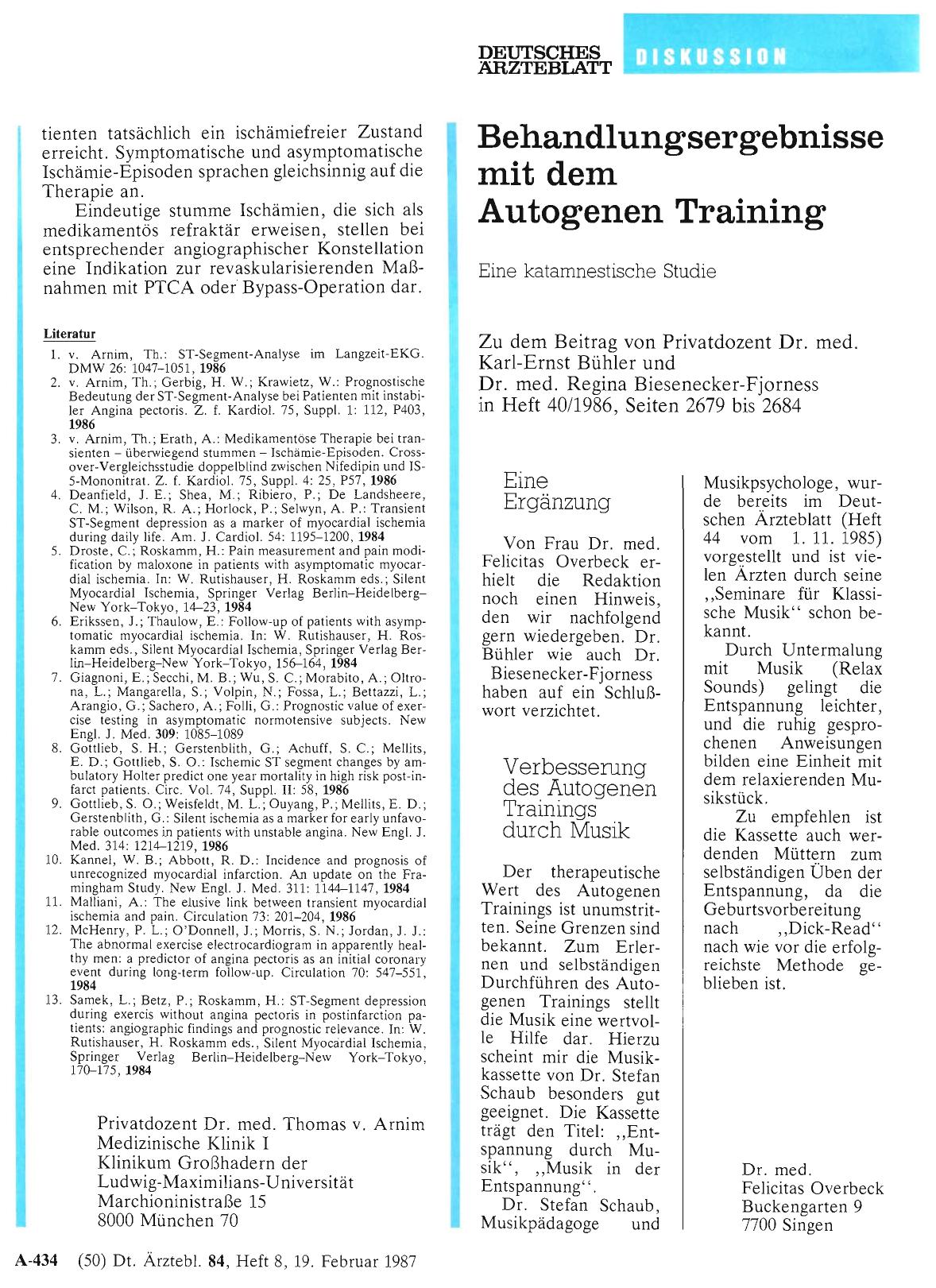 Vorschauseite 1: Behandlungsergebnisse mit dem Autogenen Training: Verbesserung des Autogenen Trainings durch Musik