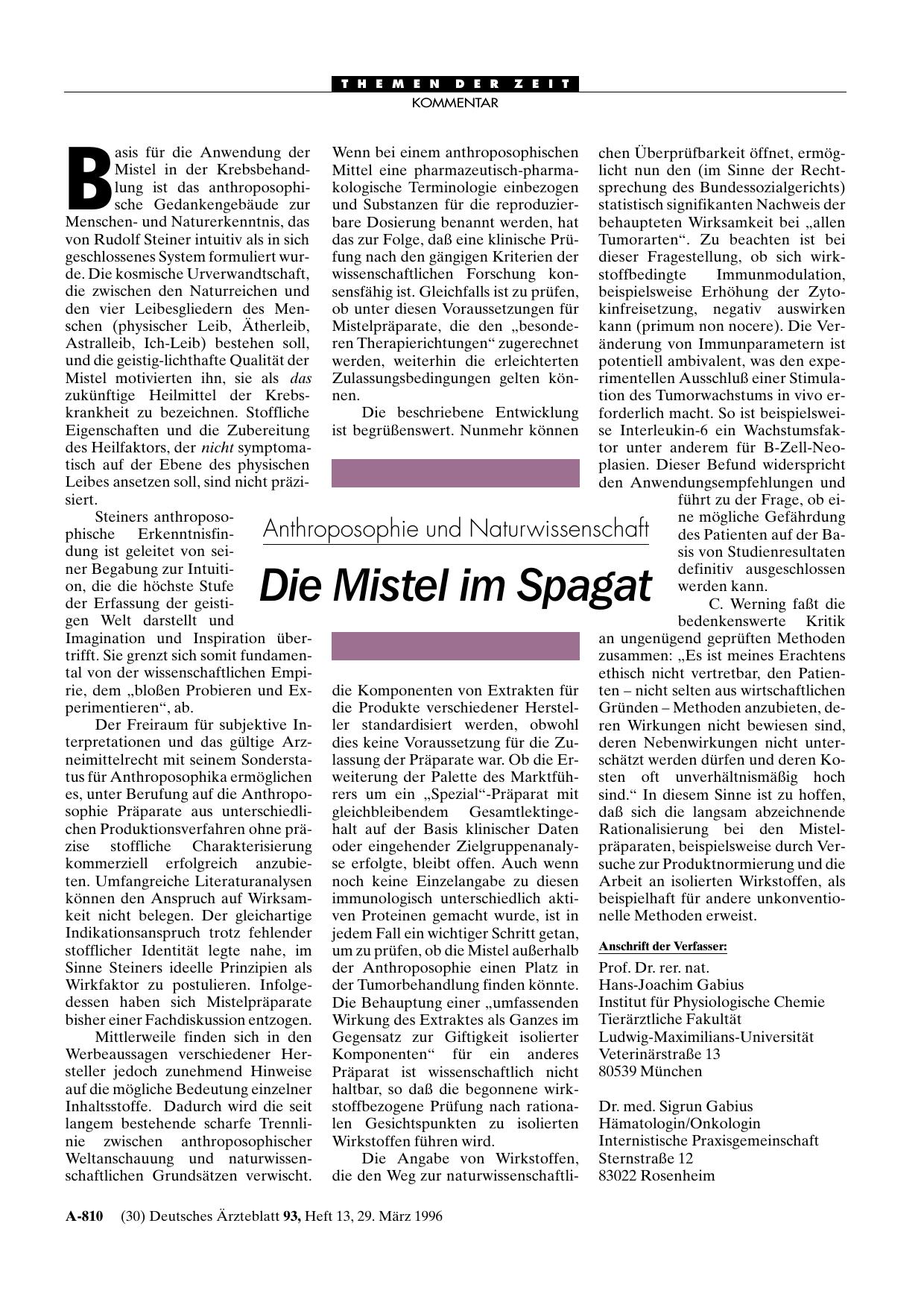 Vorschauseite 1: Anthroposophie und Naturwissenschaft: Die Mistel im Spagat