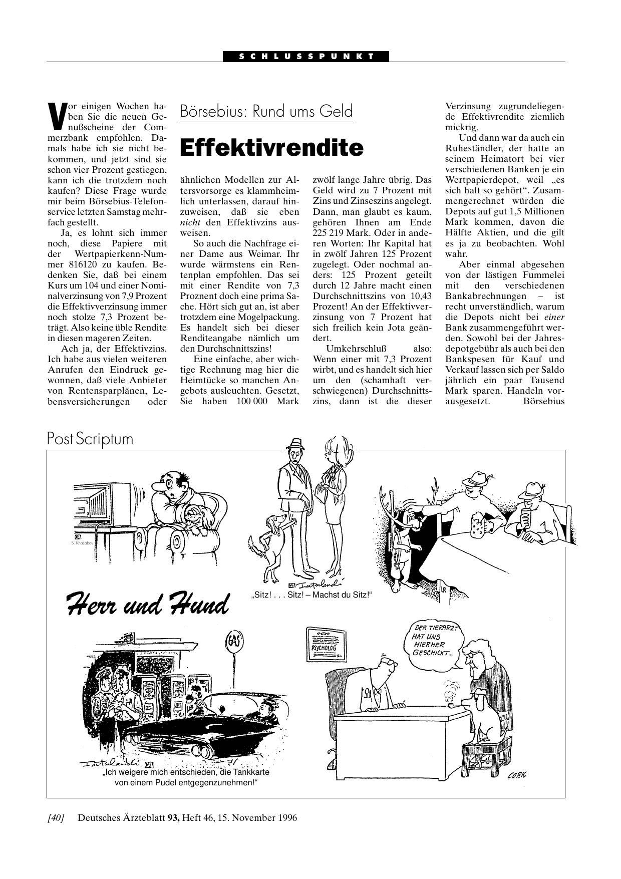 Vorschauseite 1: Börsebius – Rund ums Geld: Effektivrendite