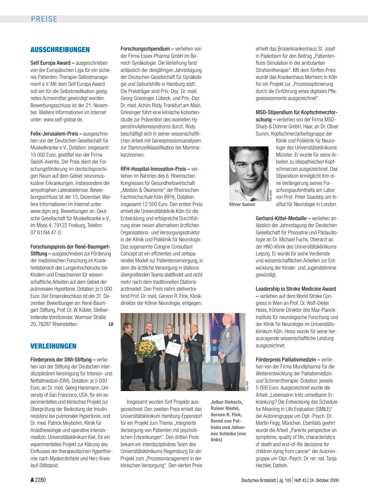 Vorschauseite 1: Verleihungen