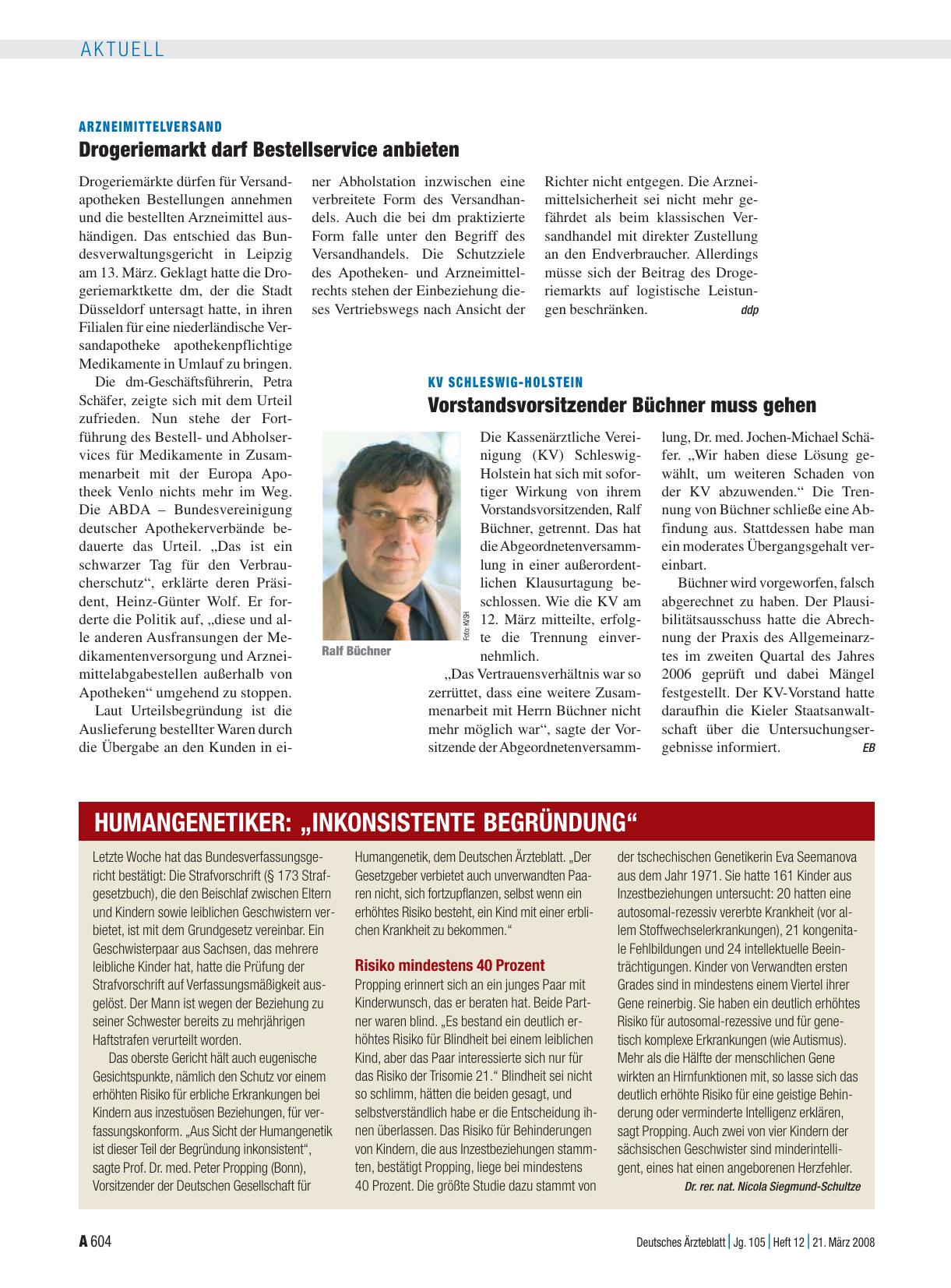 Vorschauseite 1: Humangenetiker: „Inkonsistente Begründung“