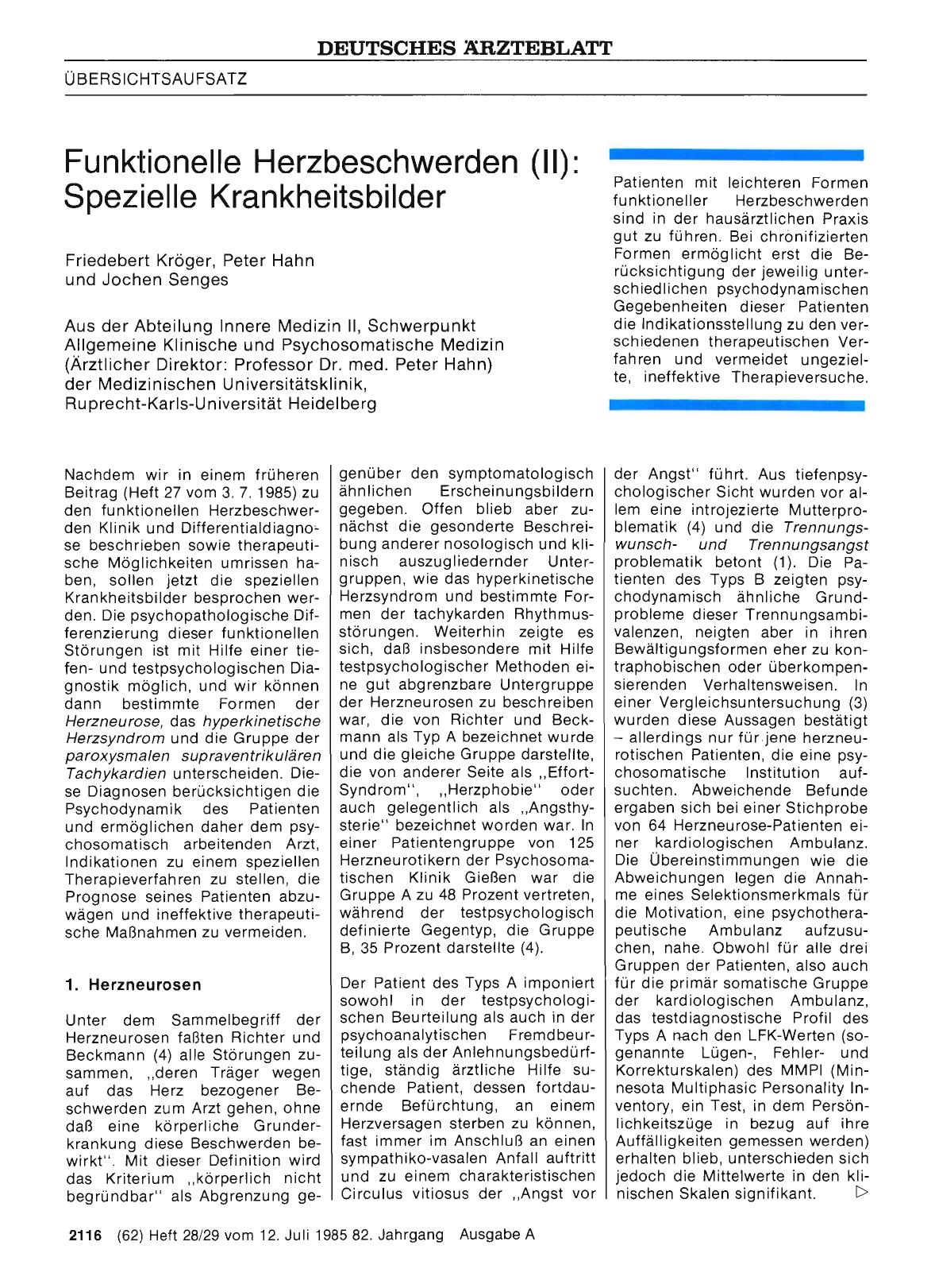 Vorschauseite 1: Funktionelle Herzbeschwerden (II): Spezielle Krankheitsbilder