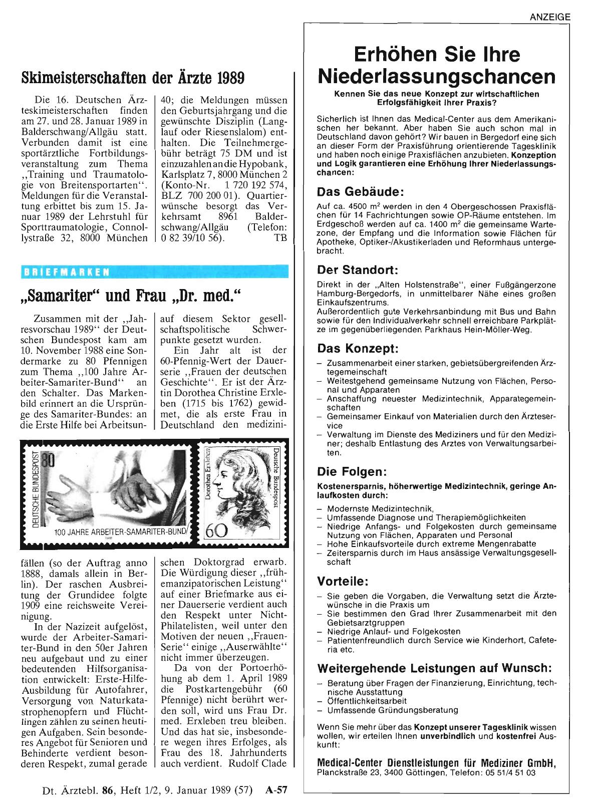Vorschauseite 1: Skimeisterschaften der Ärzte 1989