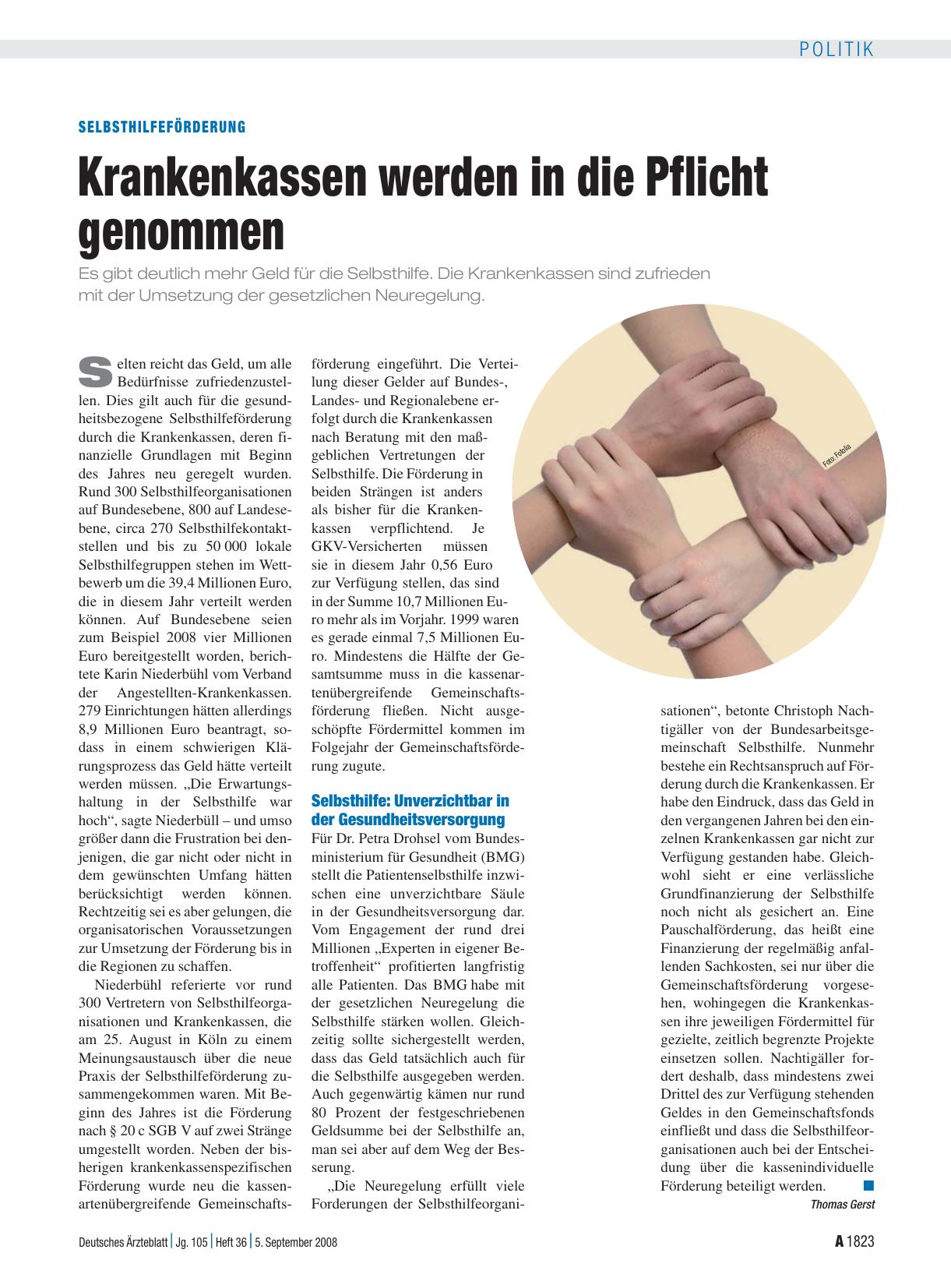 Vorschauseite 1: Selbsthilfeförderung: Krankenkassen werden in die Pflicht genommen