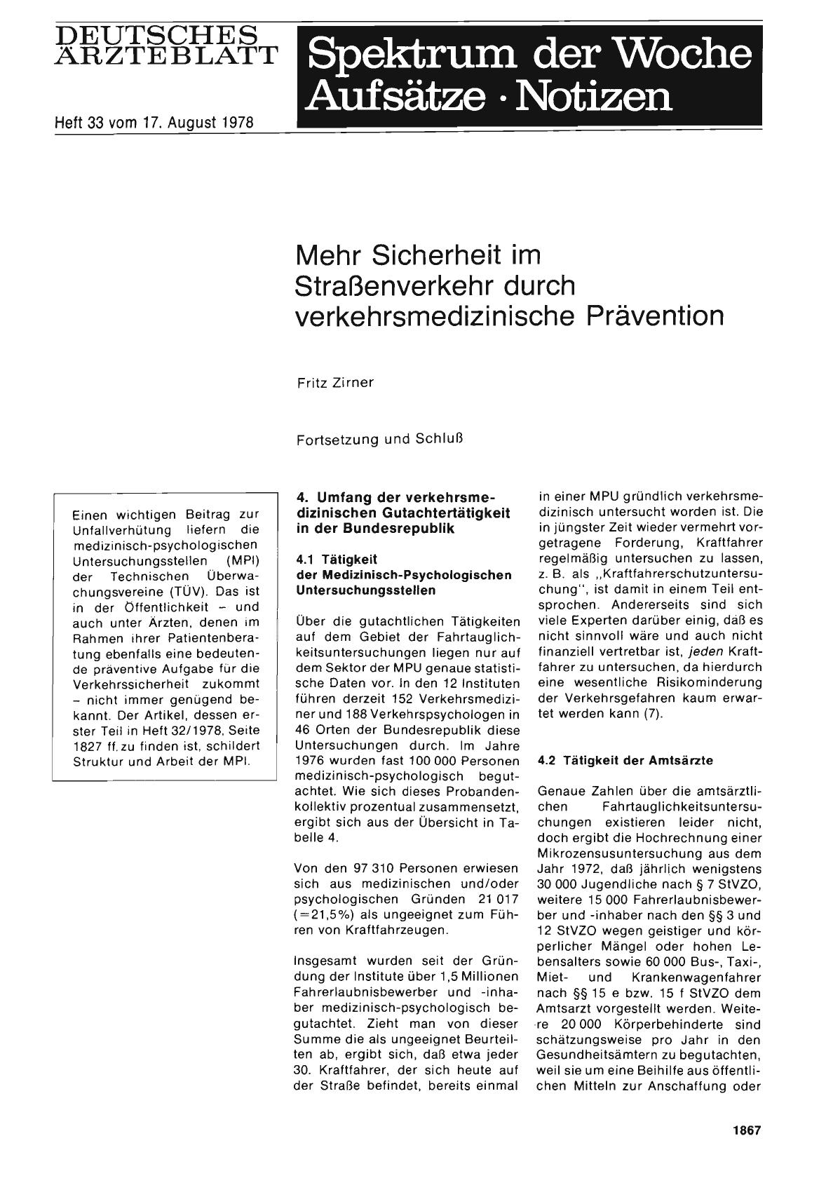 Vorschauseite 1: Mehr Sicherheit im Straßenverkehr durch verkehrsmedizinische Prävention