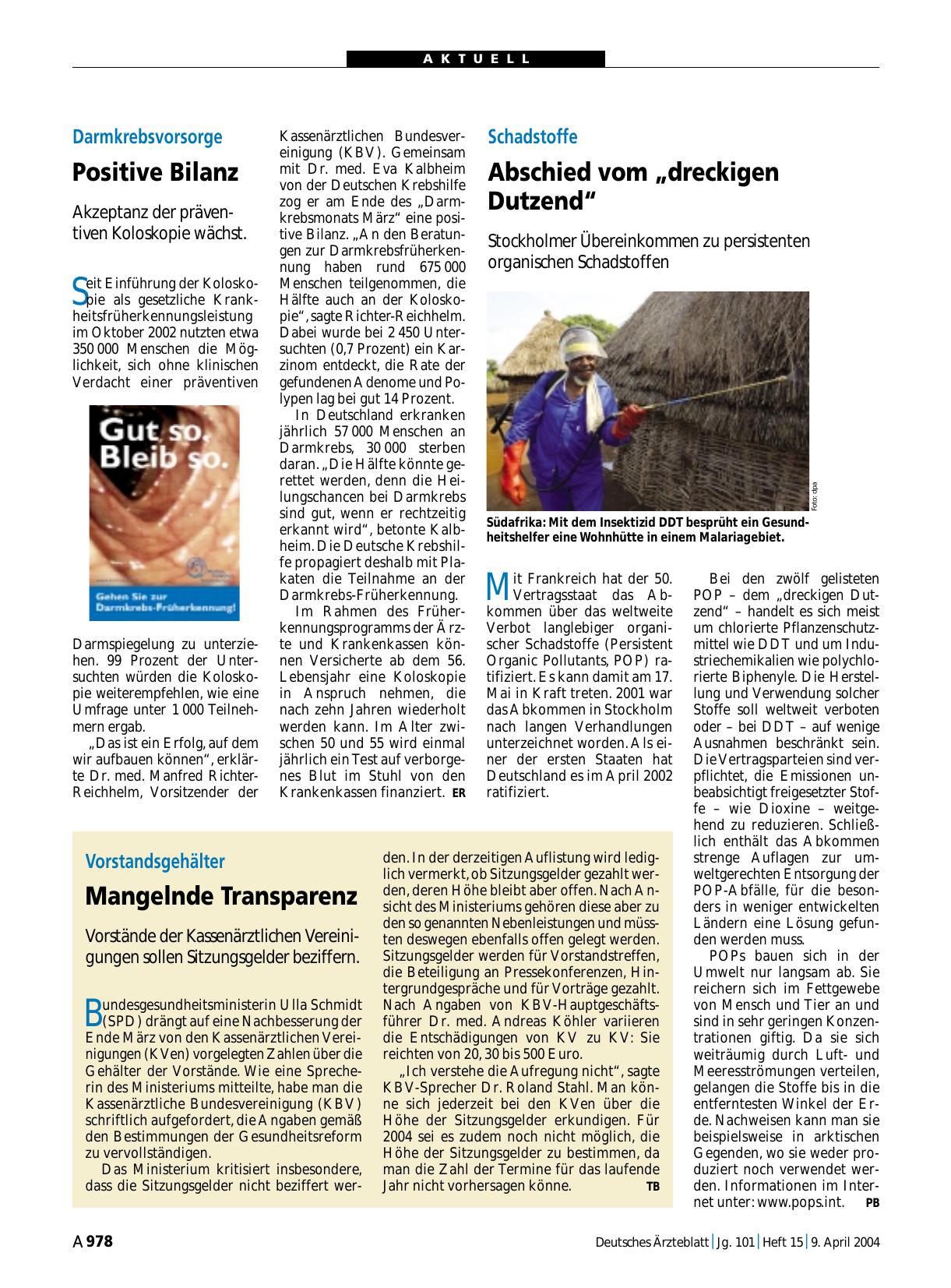 Vorschauseite 1: Darmkrebsvorsorge: Positive Bilanz