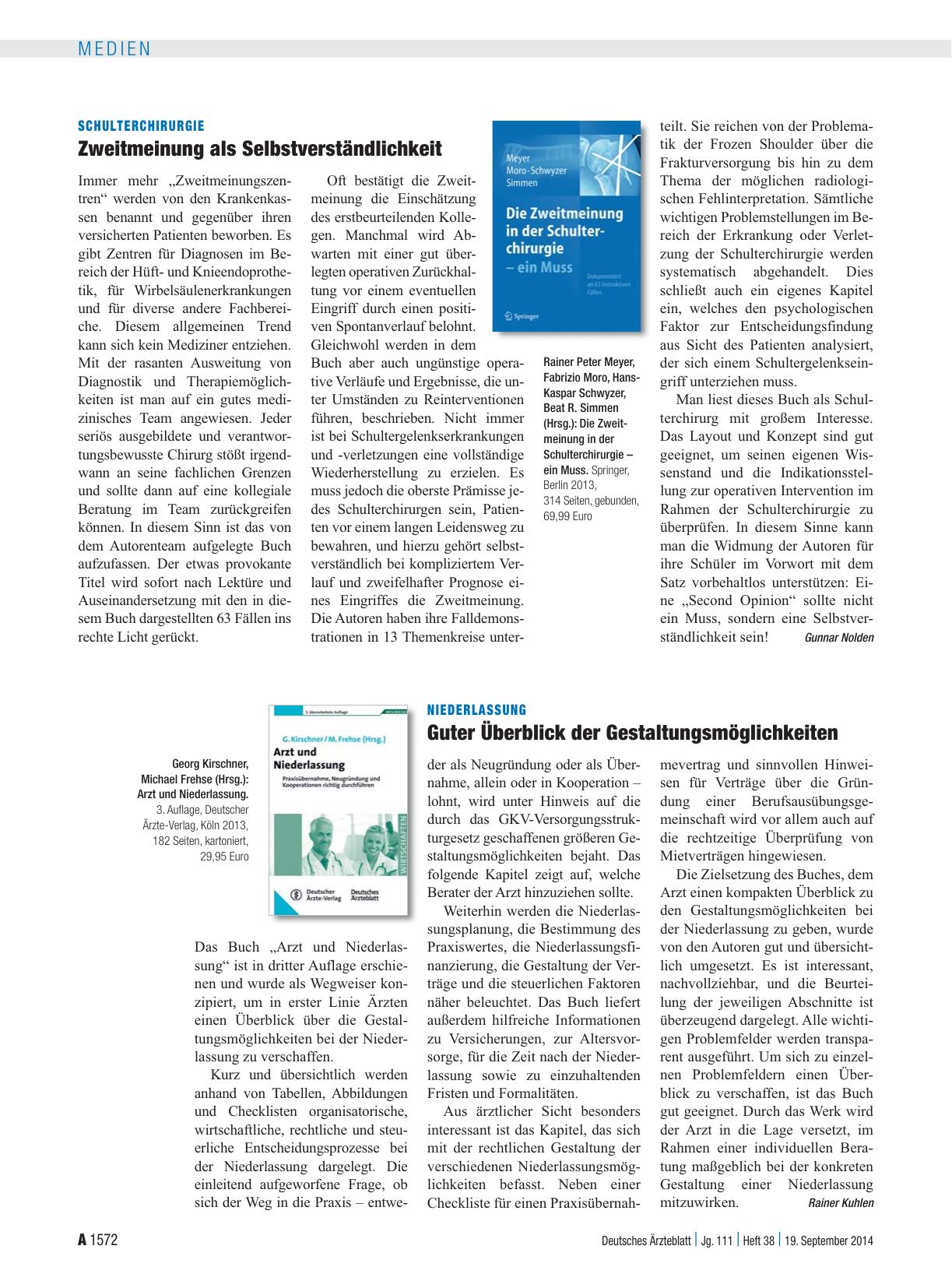 Vorschauseite 1: Schulterchirurgie: Zweitmeinung als Selbstverständlichkeit