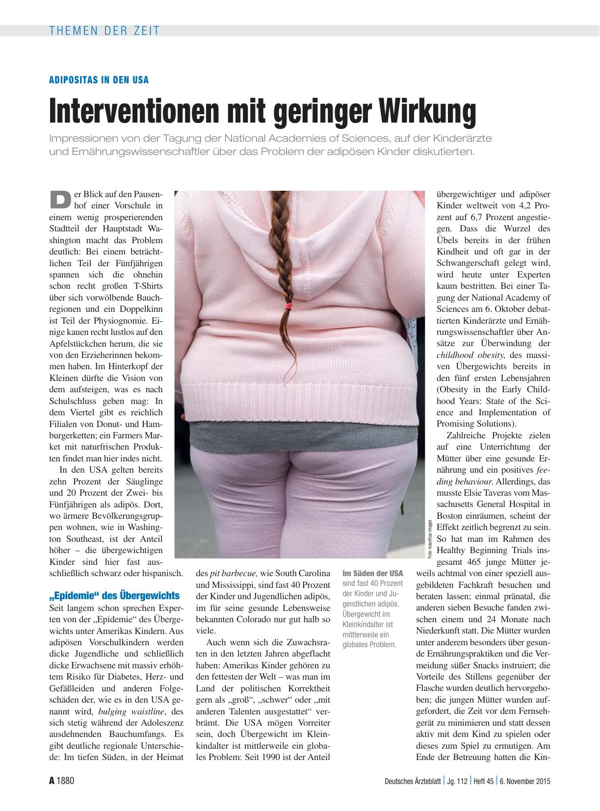 Vorschauseite 1: Adipositas in den USA: Interventionen mit geringer Wirkung