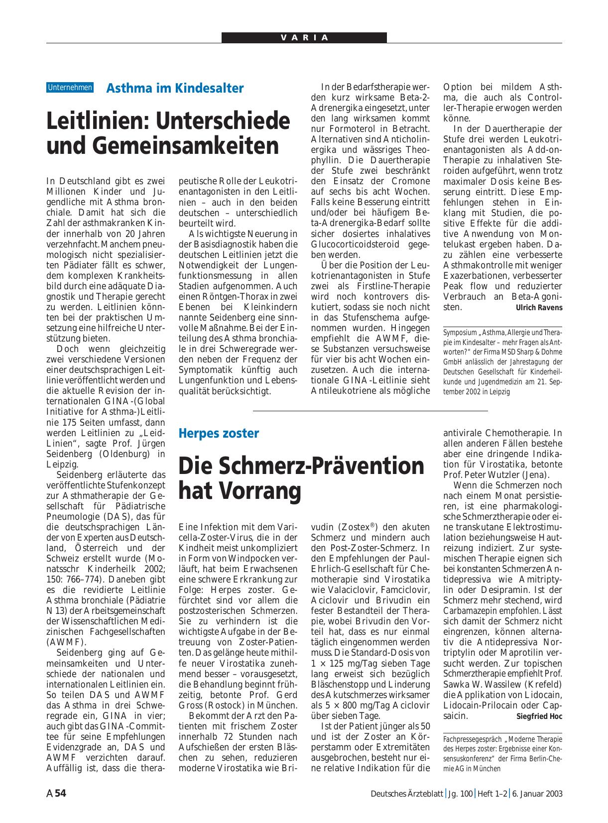 Vorschauseite 1: Asthma im Kindesalter: Leitlinien – Unterschiede und Gemeinsamkeiten